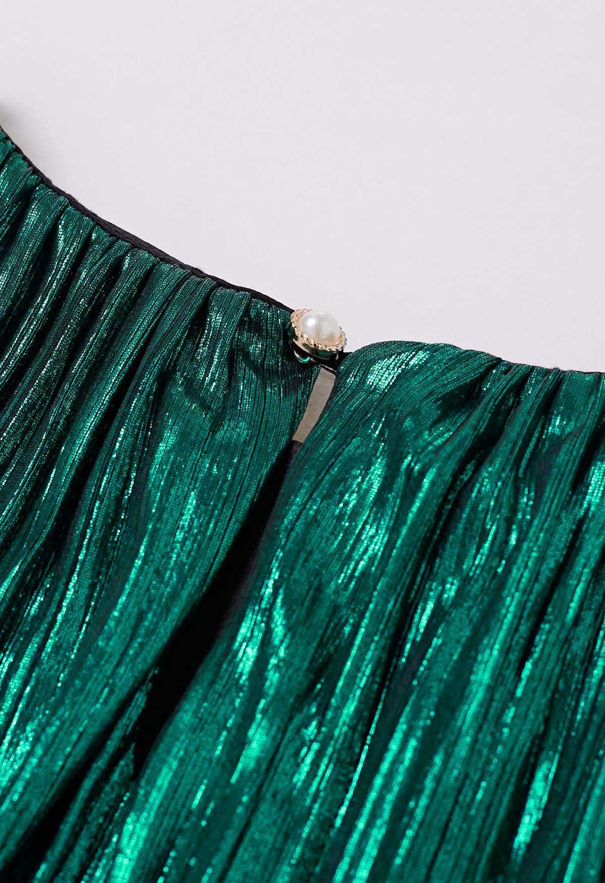 Glamouröses Plissee-Minikleid mit Gürtel in Grün