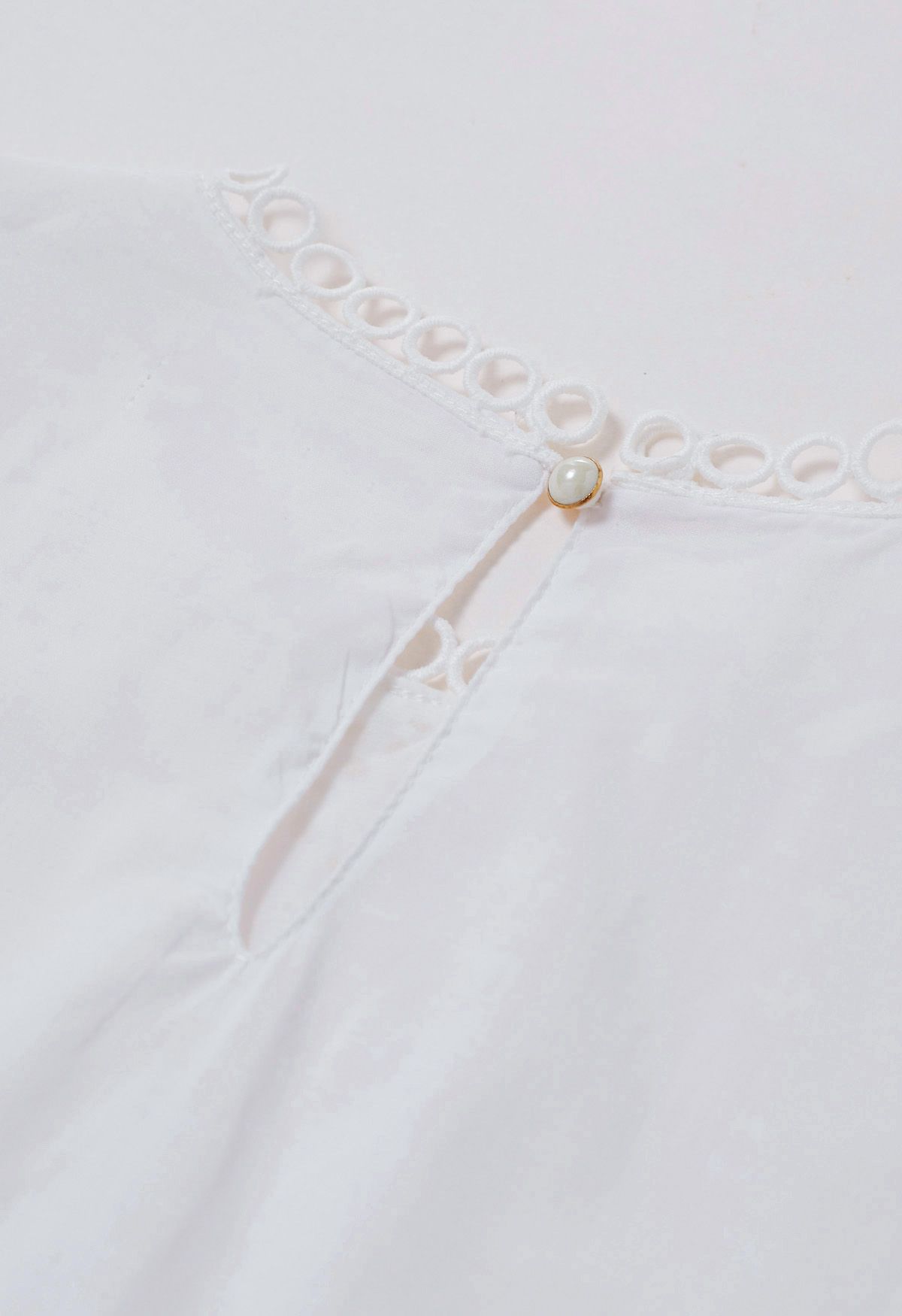 Boho-Chic-Top aus Baumwolle mit Lochstickerei in Weiß