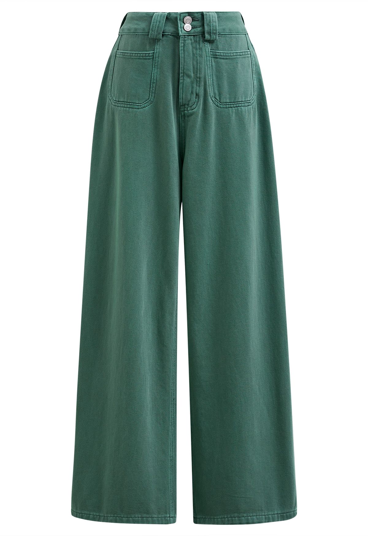 Vintage-Charme-Jeans mit geradem Bein in Grün