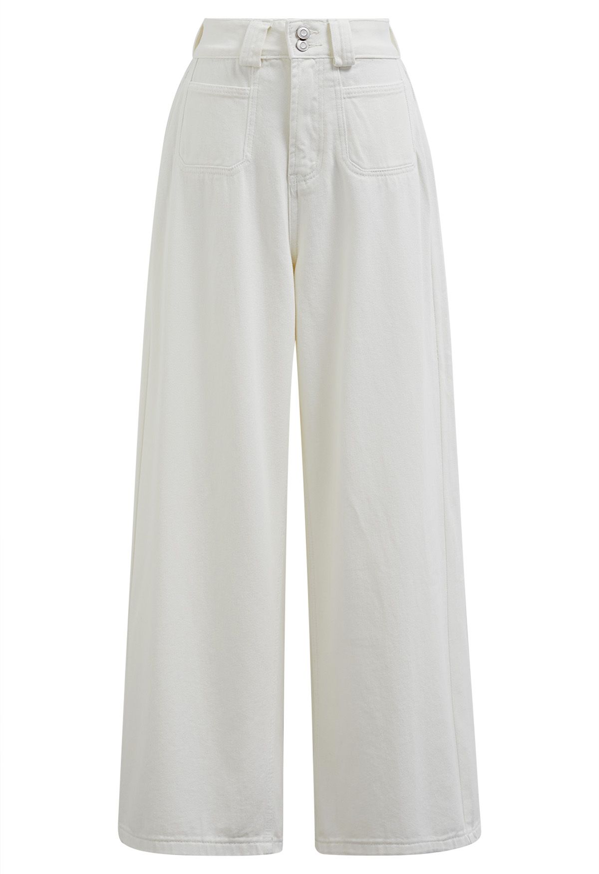 Vintage-Charme-Jeans mit geradem Bein in Weiß