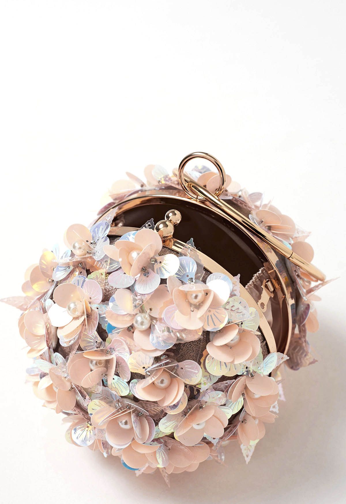 Exquisite Blumen-Kugel-Clutch in Rosa