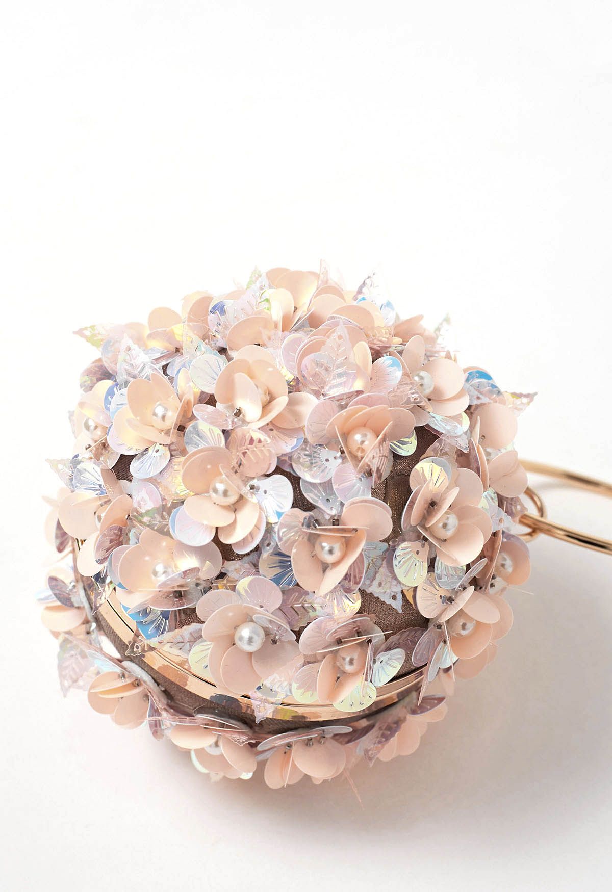 Exquisite Blumen-Kugel-Clutch in Rosa
