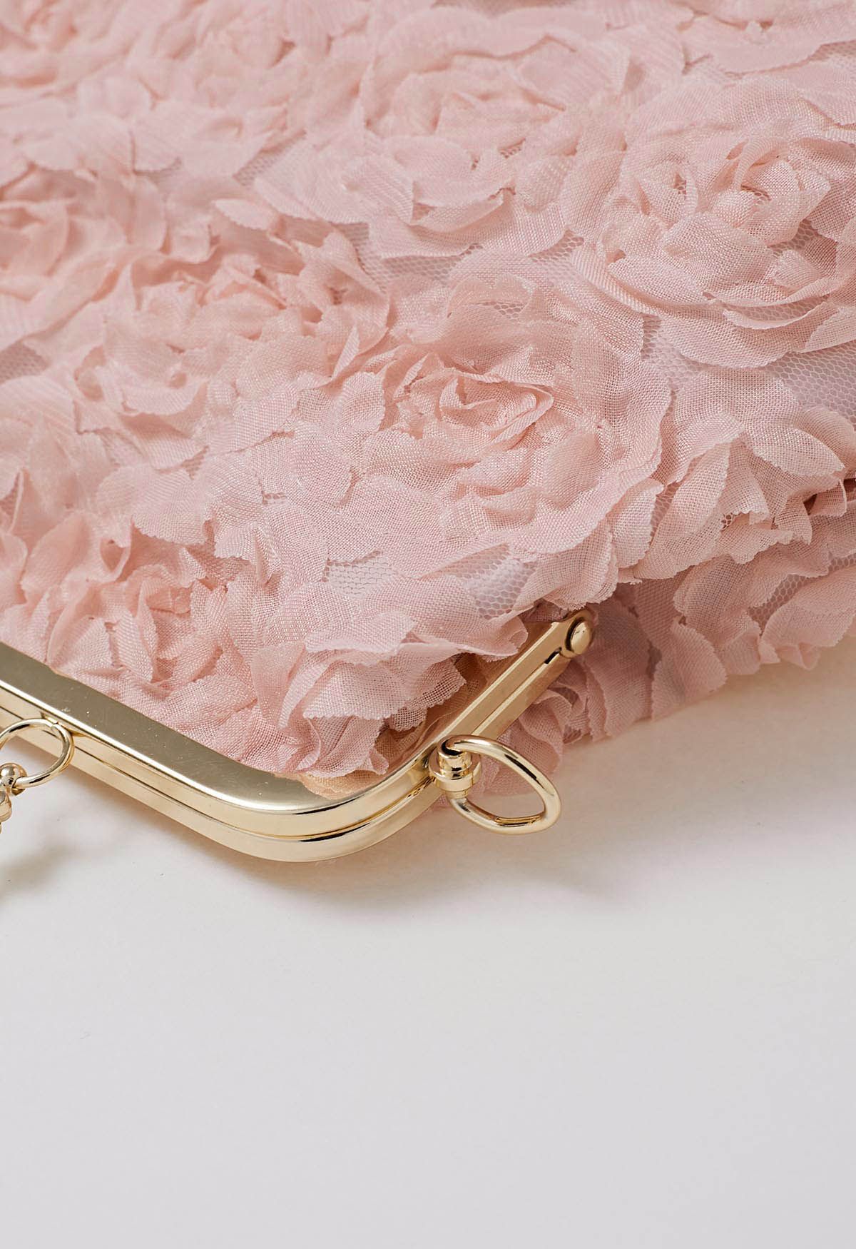 Elegante Rosenblüten-Clutch in Rosa