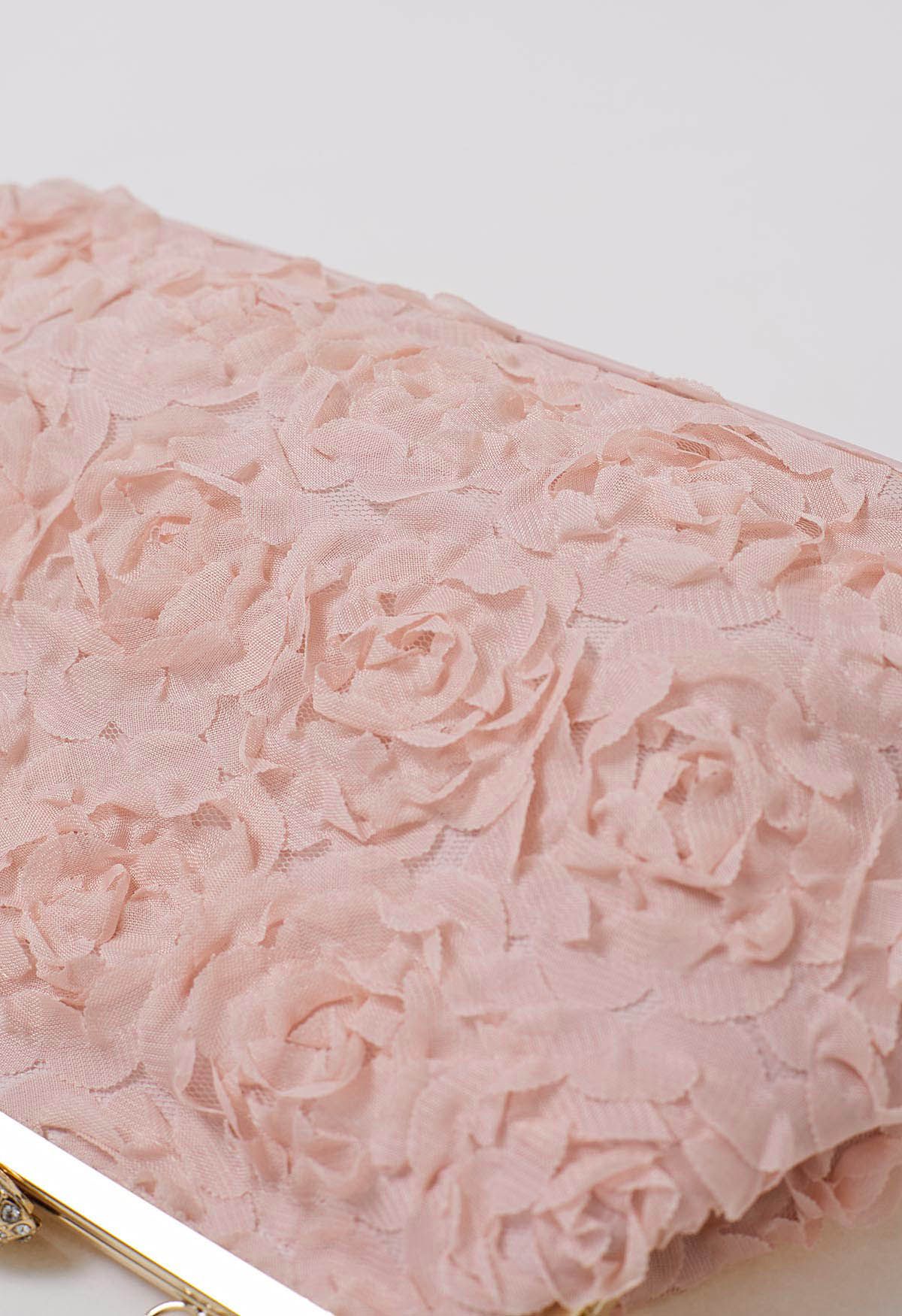 Elegante Rosenblüten-Clutch in Rosa