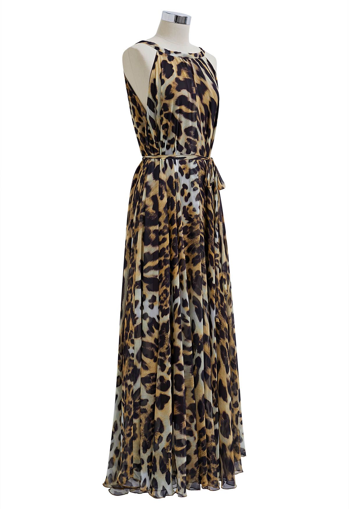 Verführerisches Neckholder-Maxikleid aus Chiffon mit Animal-Print