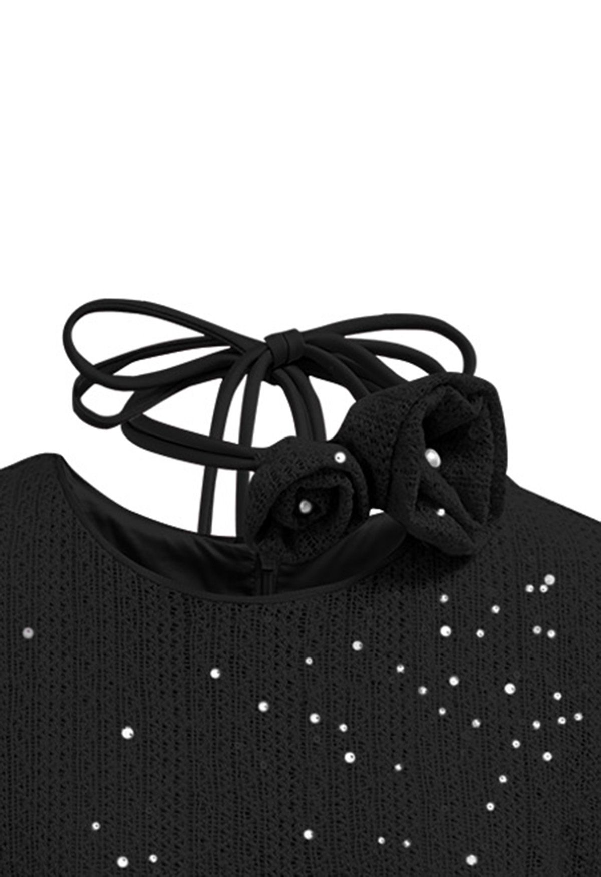 Kleid mit glitzernden Pailletten und Rüschen und Halsband in Schwarz