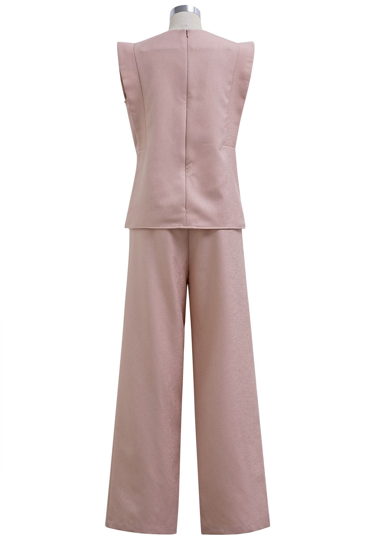 Schickes Set aus ärmellosem Oberteil und fließender Hose mit weitem Bein in Rosa