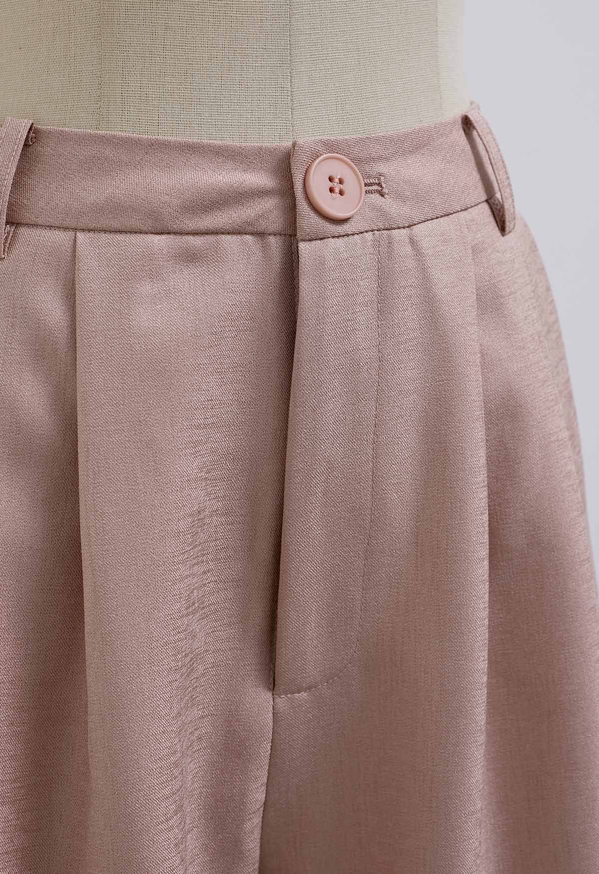 Schickes Set aus ärmellosem Oberteil und fließender Hose mit weitem Bein in Rosa