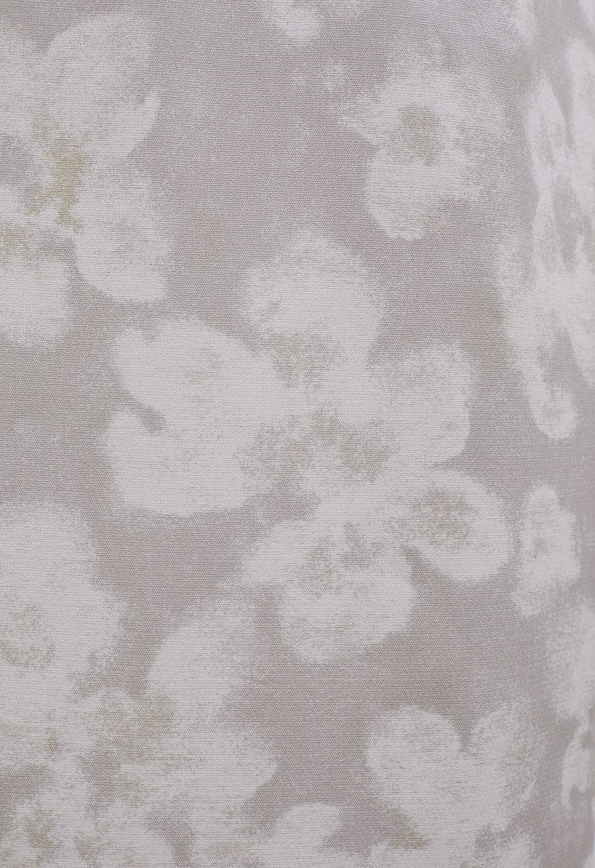 Anmutiger floraler Bleistift-Midirock in Grau