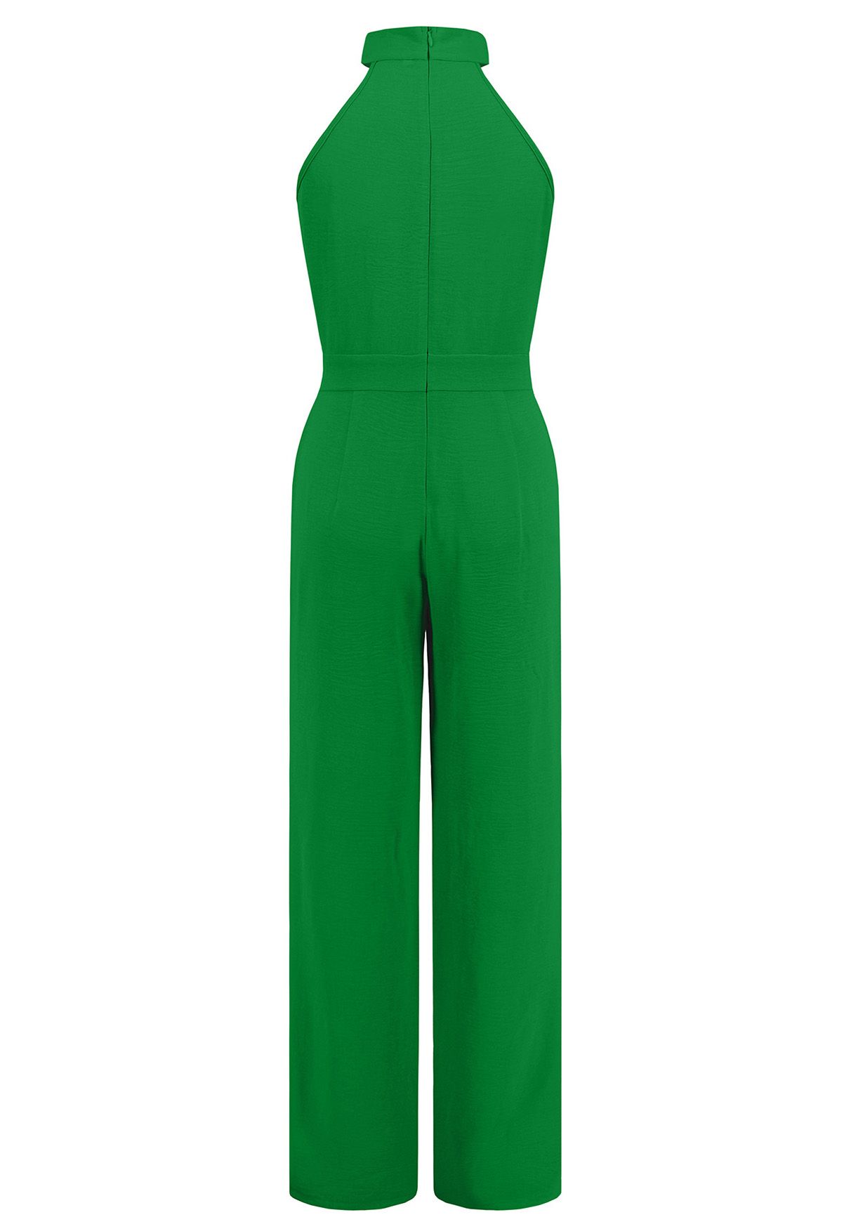 Eleganter Neckholder-Jumpsuit mit Schleife in Grün