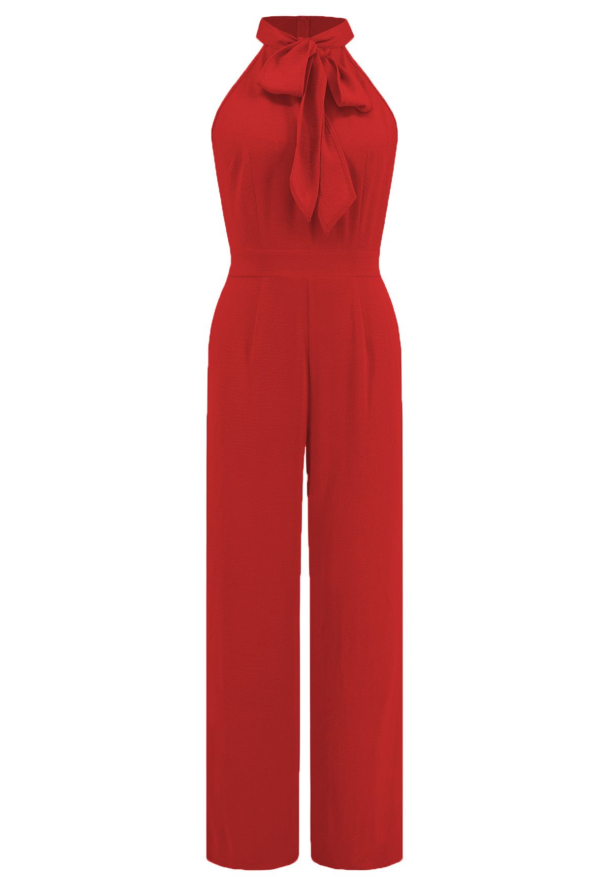 Eleganter Neckholder-Jumpsuit mit Schleife in Orange