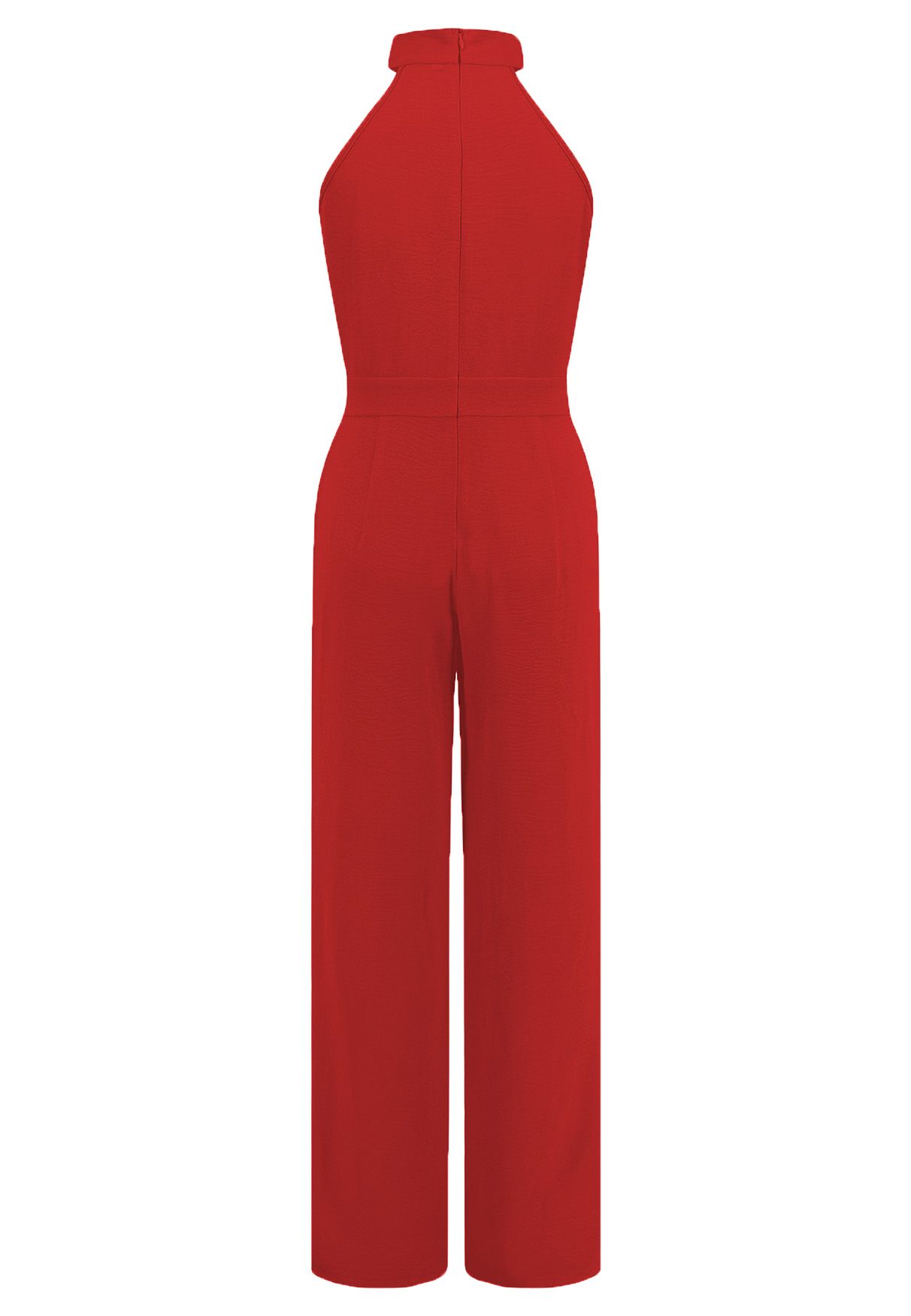 Eleganter Neckholder-Jumpsuit mit Schleife in Orange