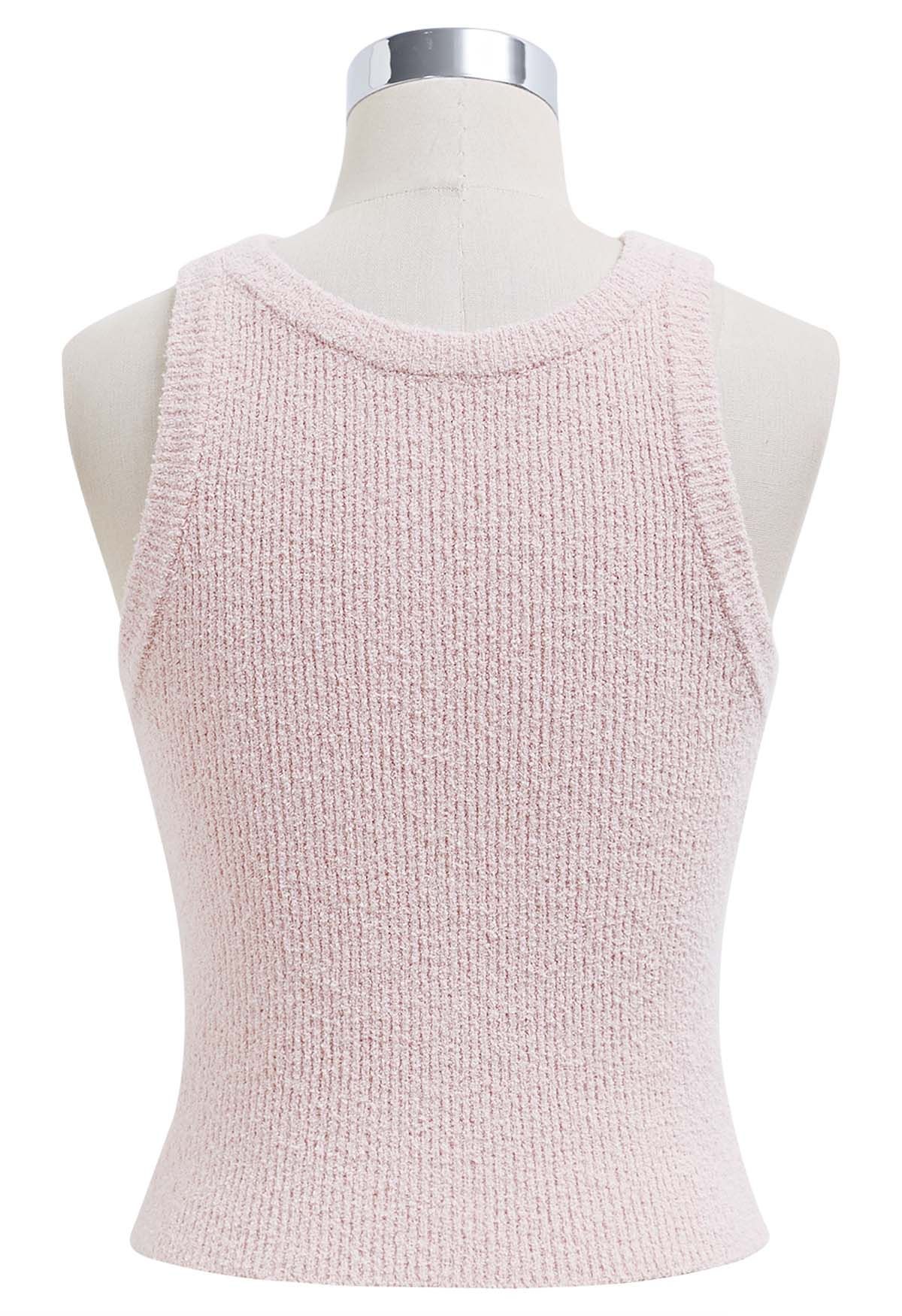 Solides, kurzes Strick-Tanktop in Rosa