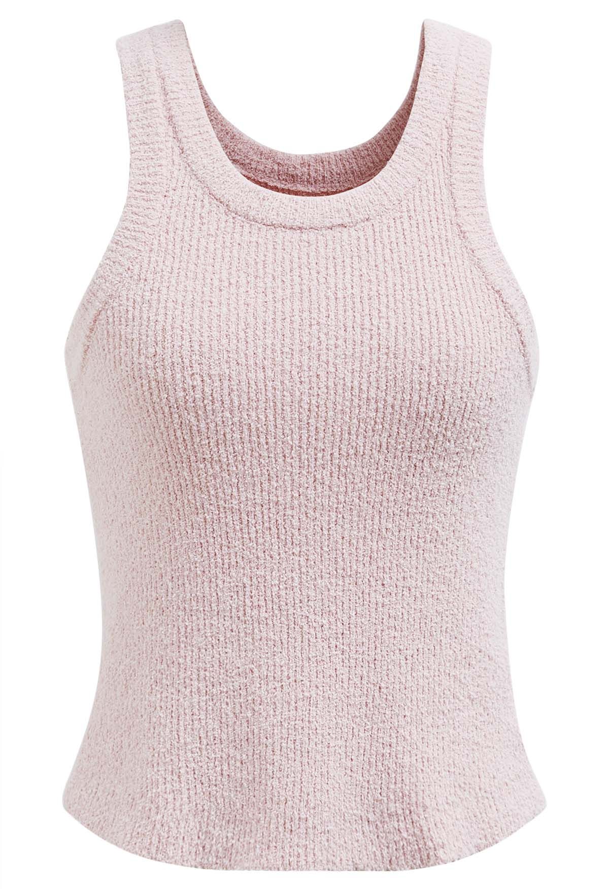 Solides, kurzes Strick-Tanktop in Rosa