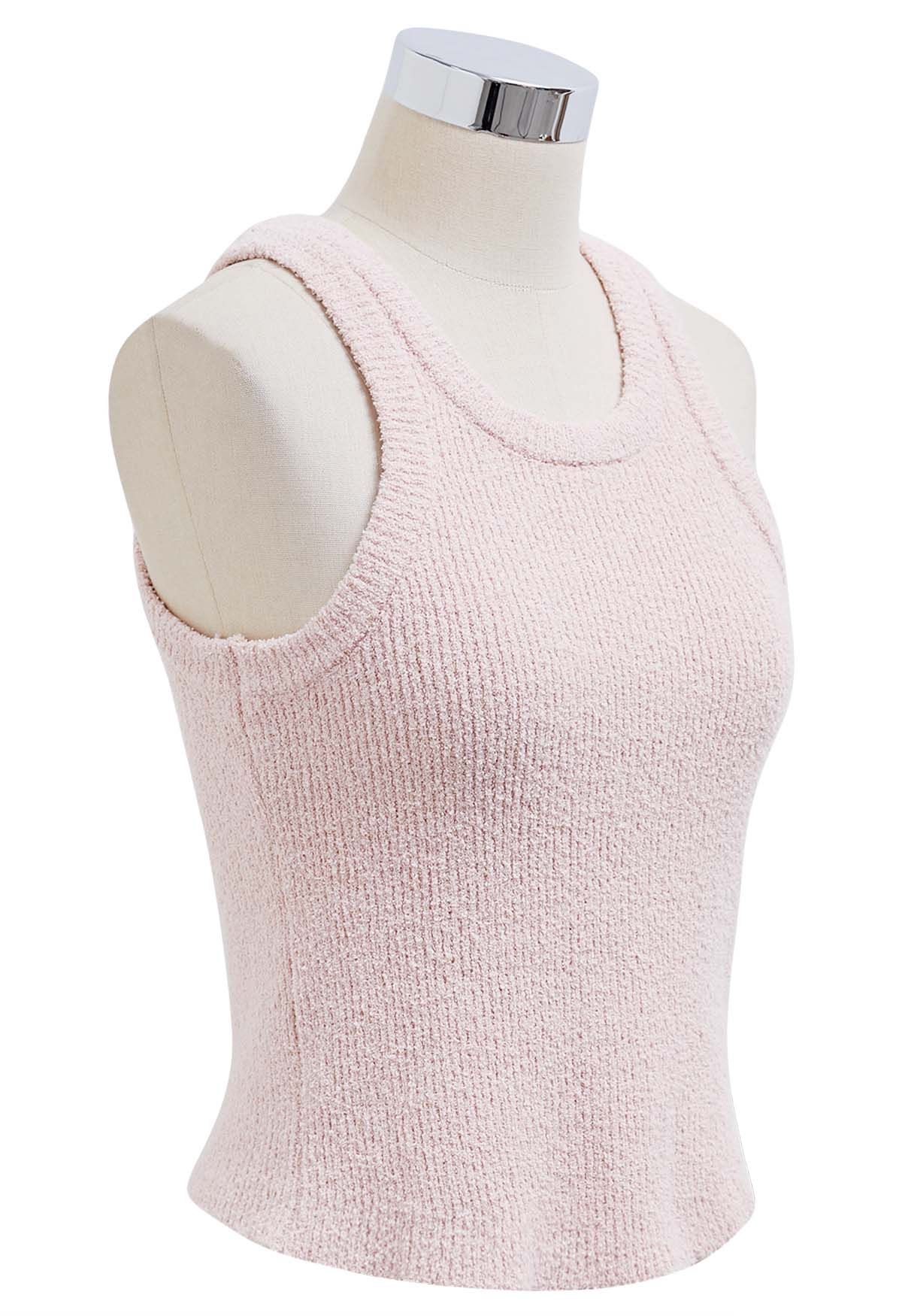 Solides, kurzes Strick-Tanktop in Rosa