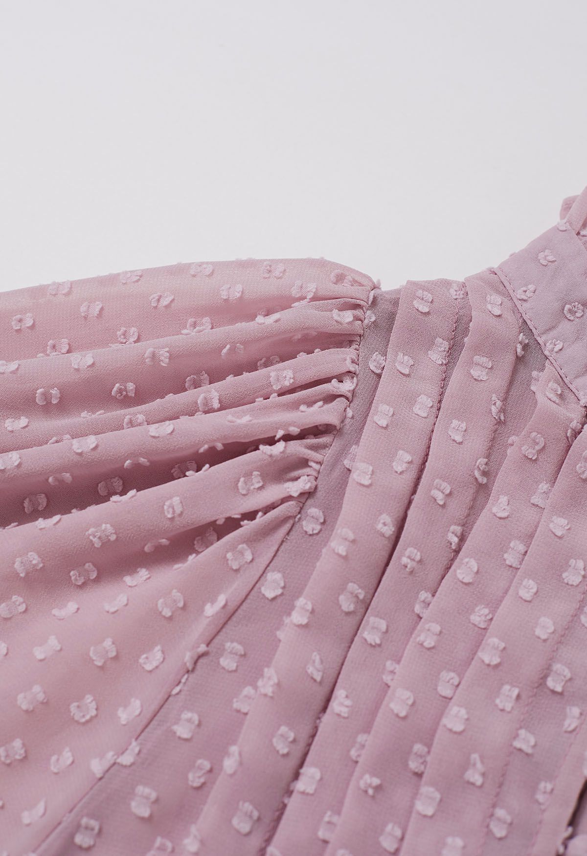 Kleid mit Flock Dot Pintuck-Knöpfen in Rosa