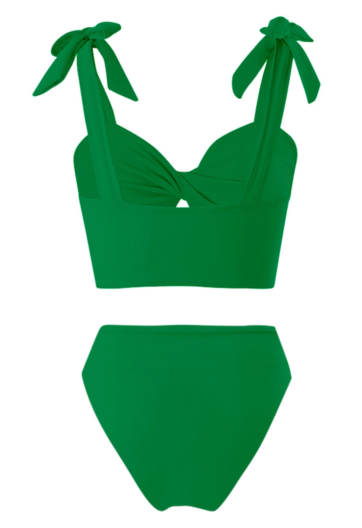 Bikini-Set mit gedrehten Ausschnitten zum Binden an den Schultern in Grün