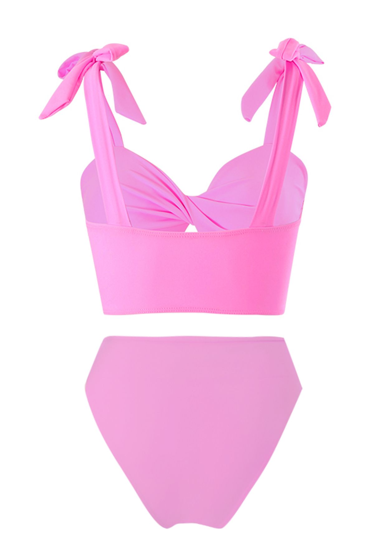 Bikini-Set mit gedrehten Ausschnitten zum Binden an den Schultern in Rosa