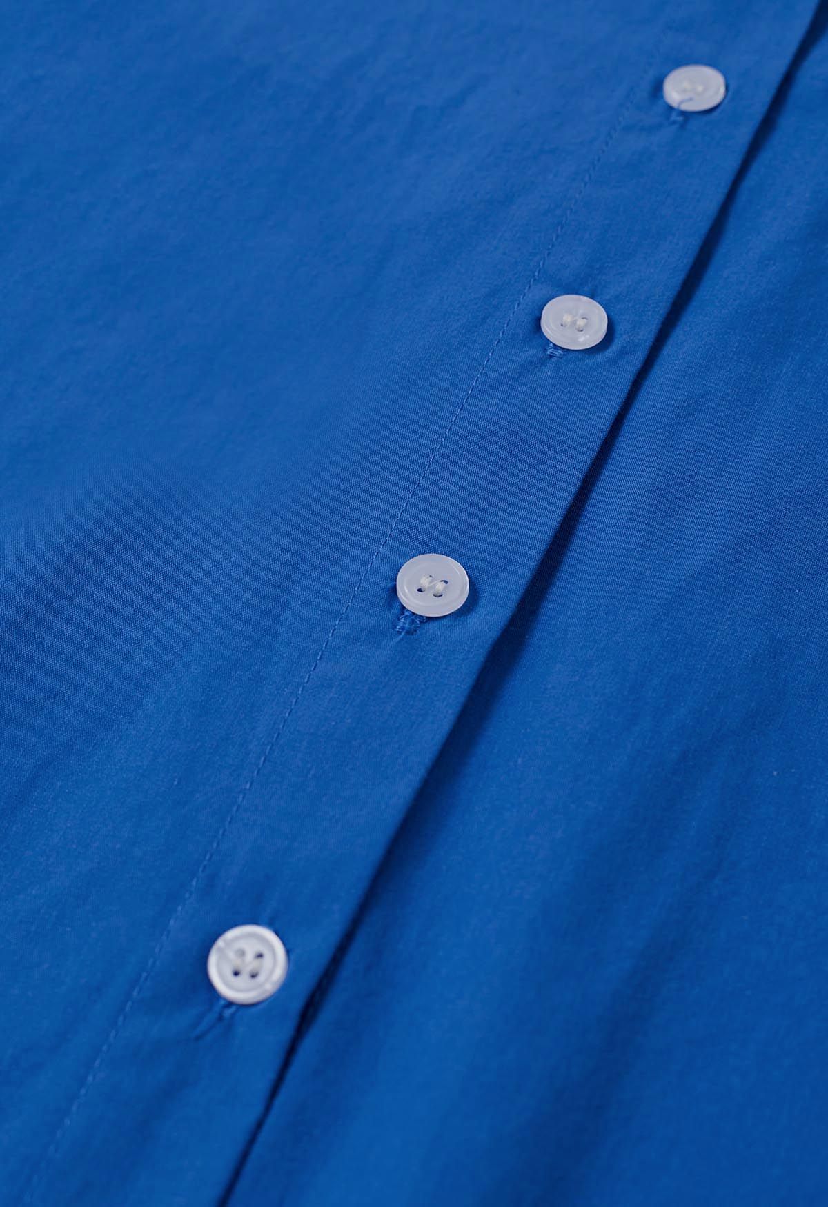 Schickes Button-Down-Crop-Shirt in Blau