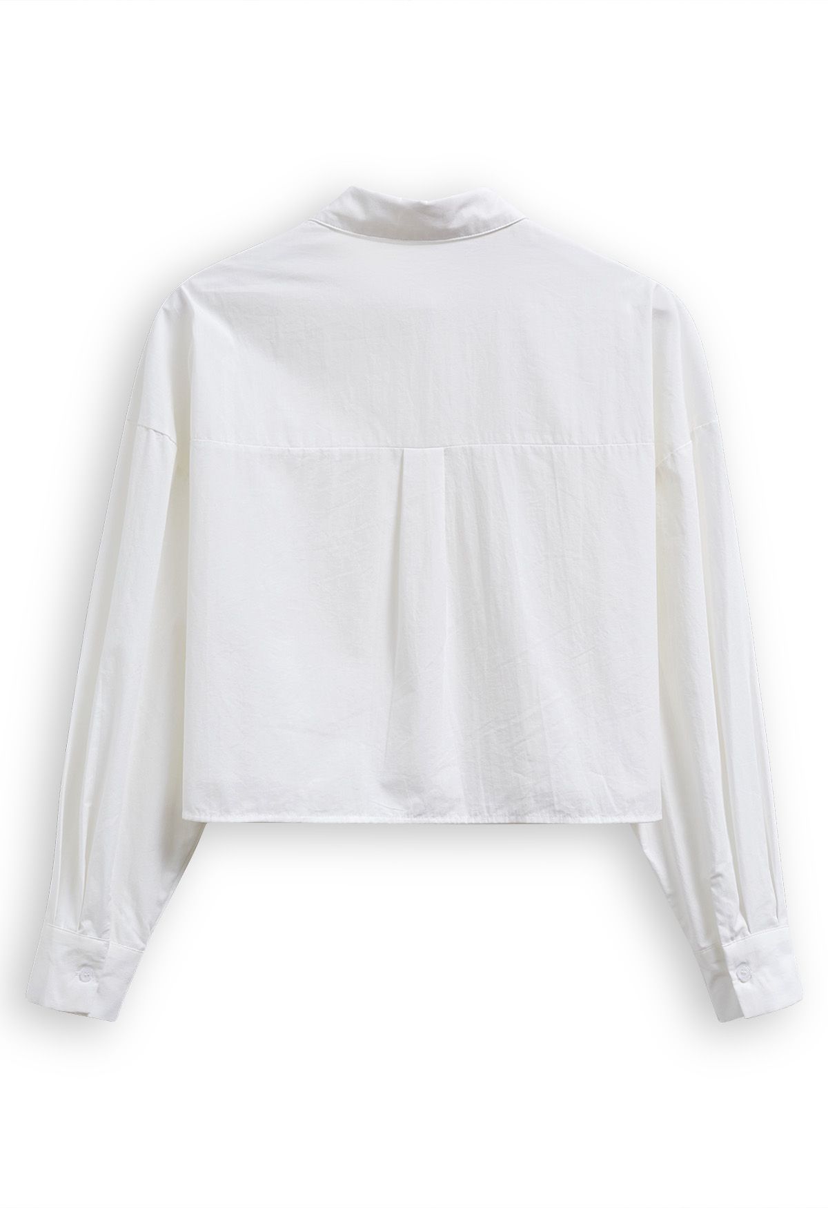 Schickes Button-Down-Crop-Shirt in Weiß