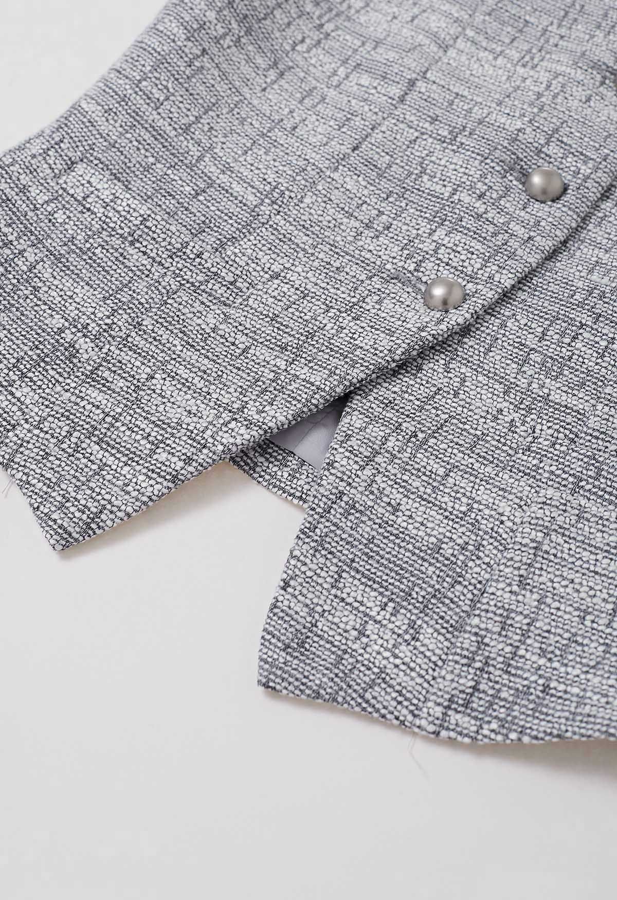 Schicke Tweed-Weste mit Knöpfen in Grau