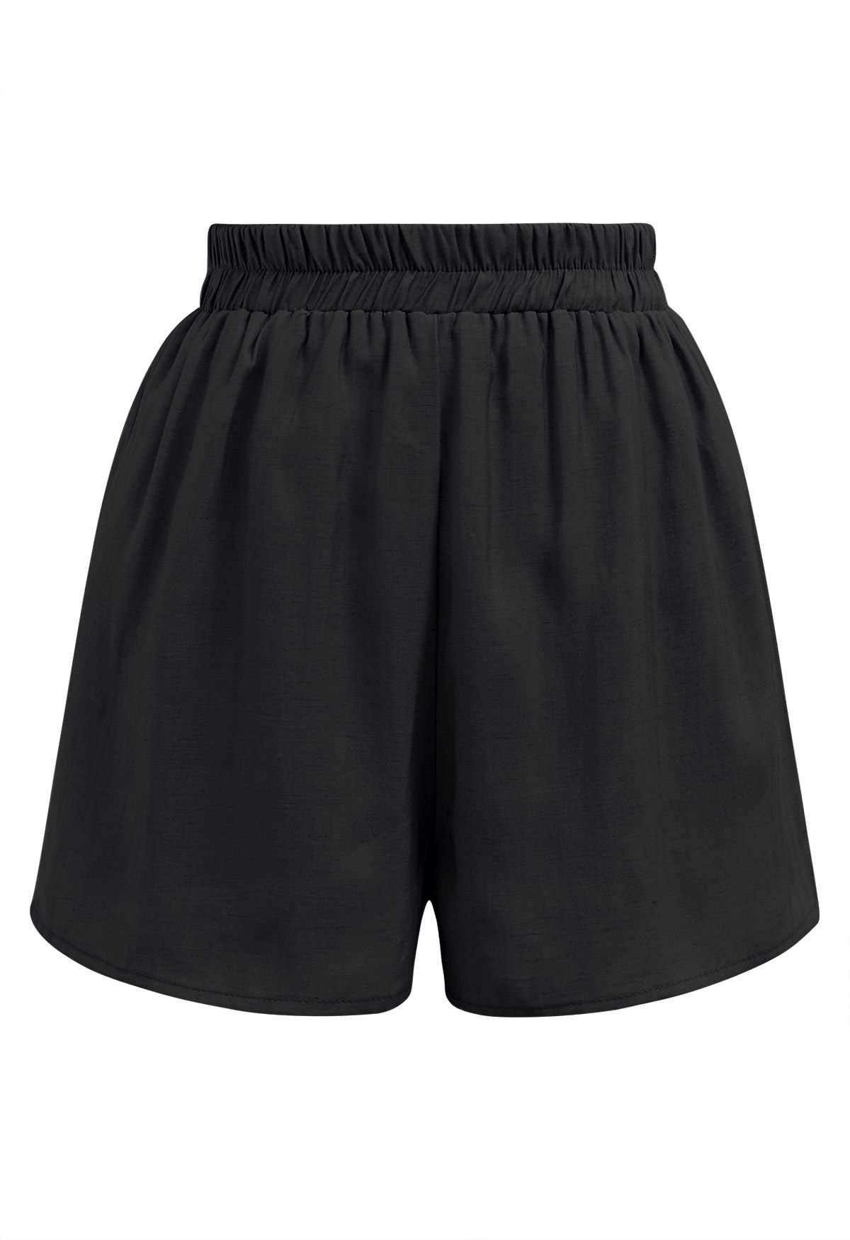 Set aus plissiertem ärmellosem Top und Shorts in Schwarz