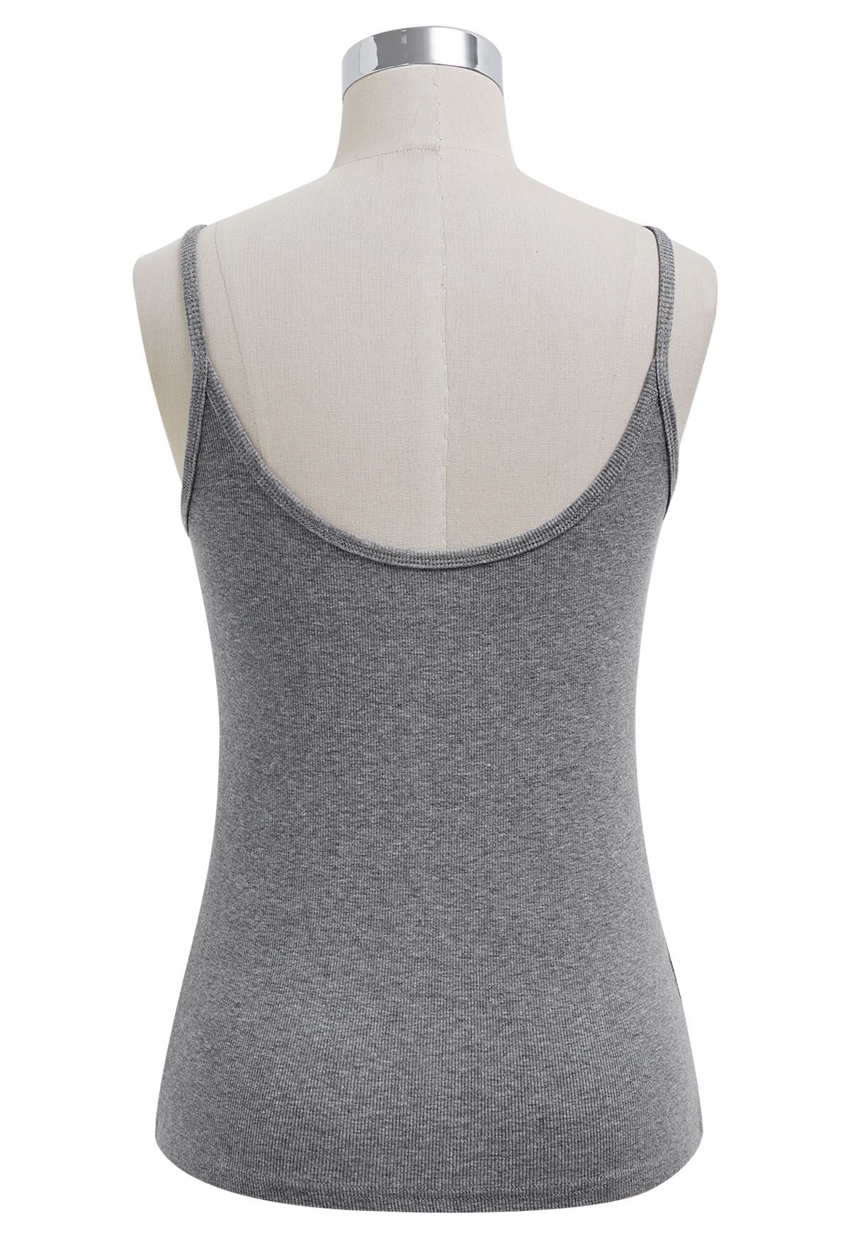 Simplicity – Camisole-Oberteil mit Knopfleiste vorn in Grau