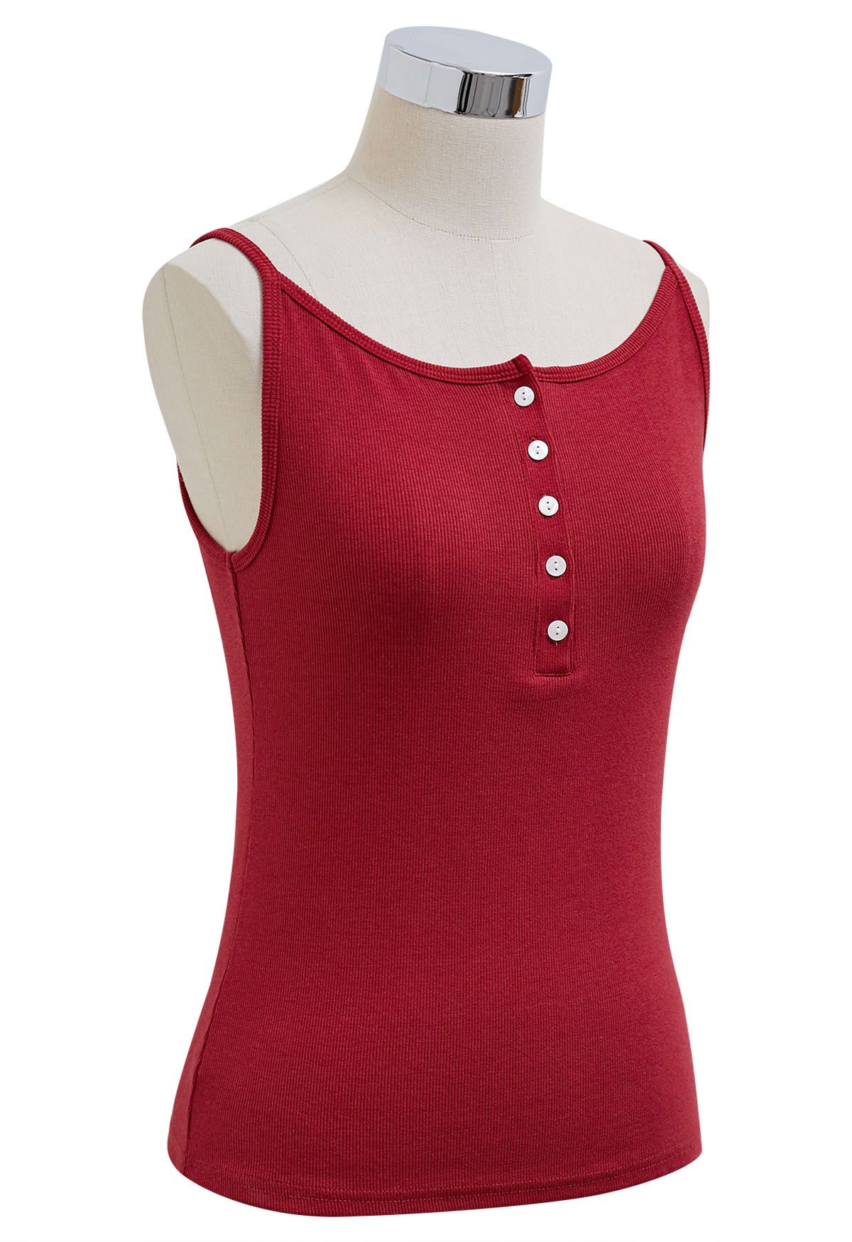Simplicity – Camisole-Oberteil mit Knopfleiste vorn in Rot
