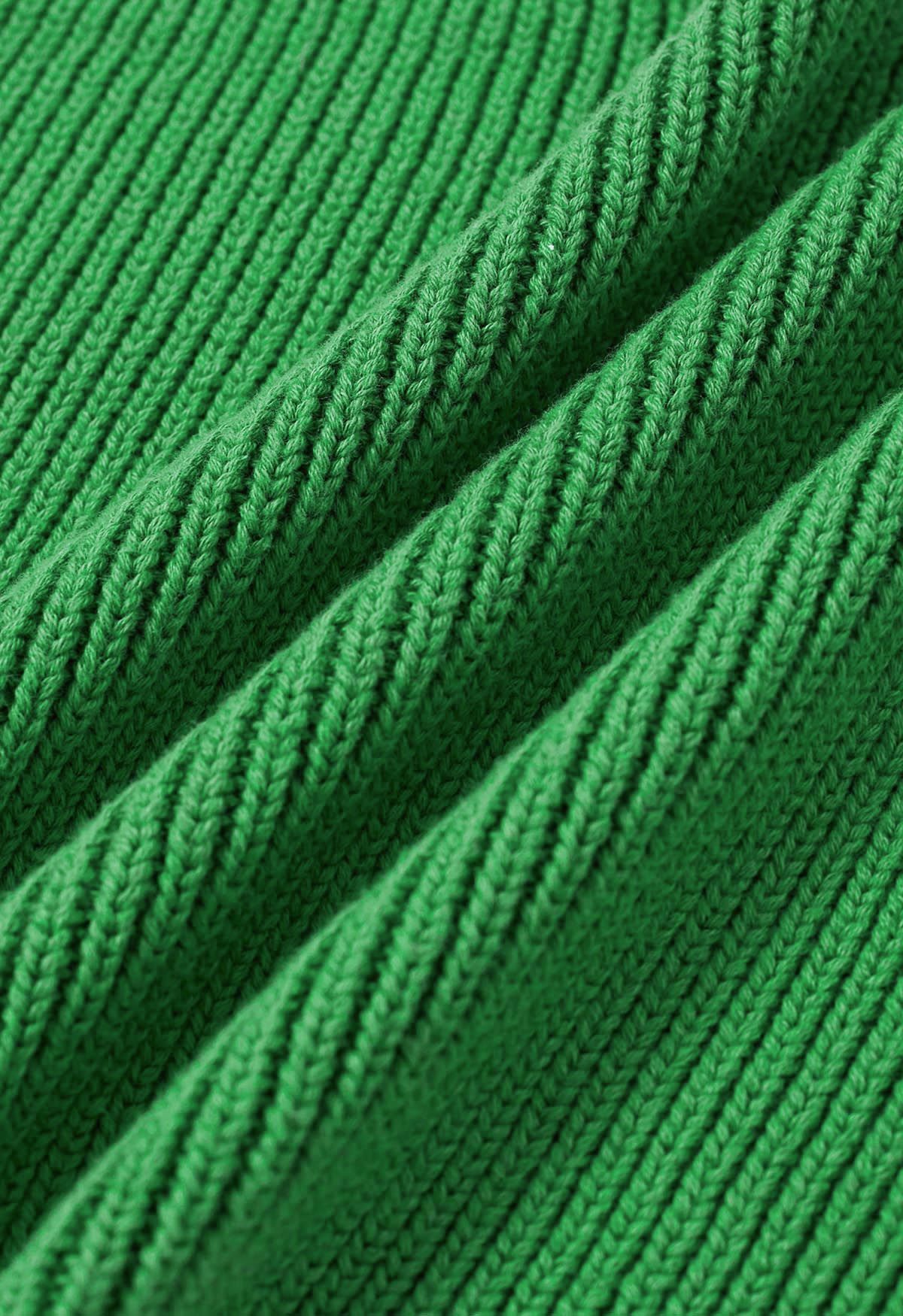 Ärmelloses Strick-Crop-Top mit Knopfleiste in Grün