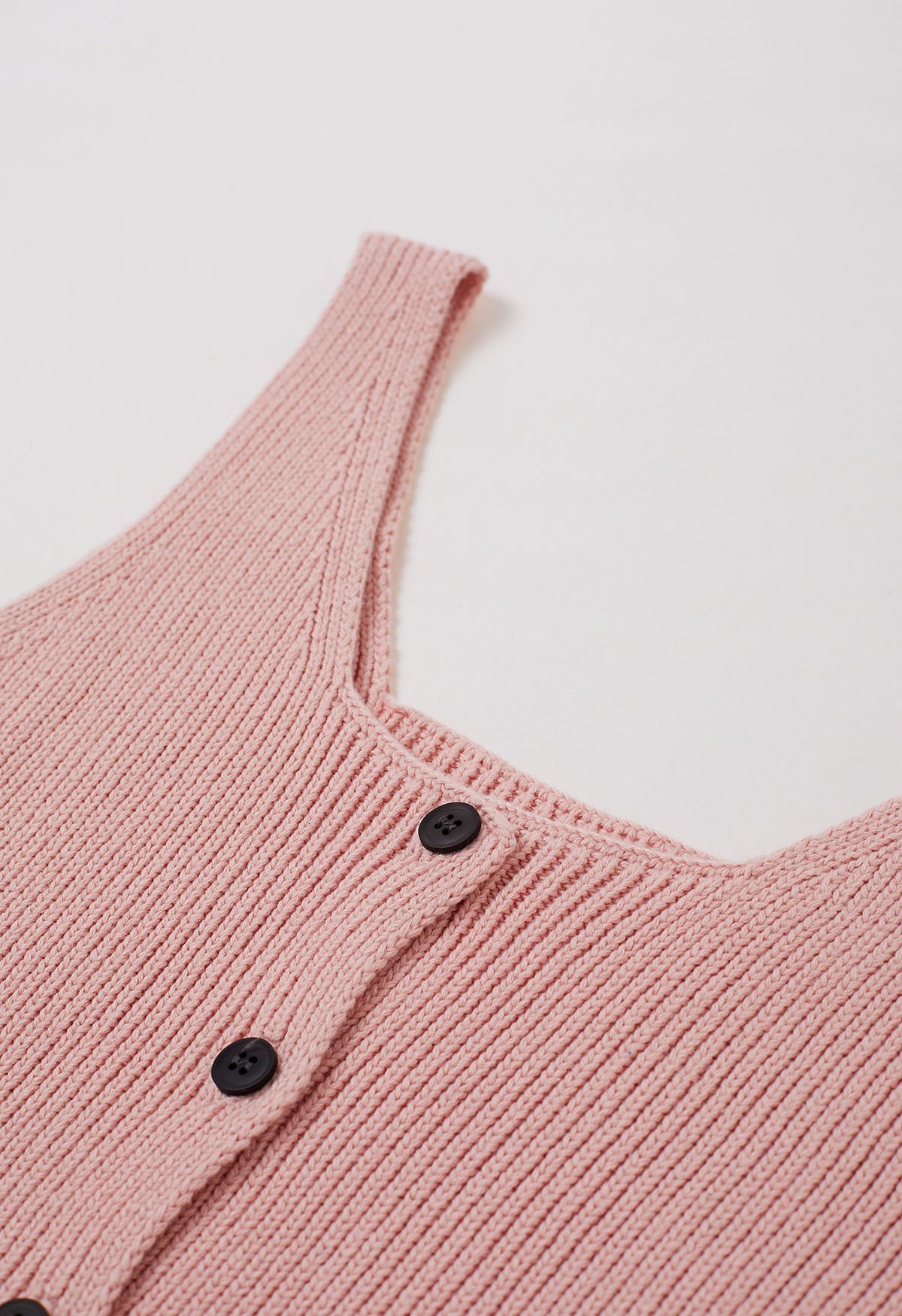 Ärmelloses Strick-Crop-Top mit Knopfleiste in Rosa