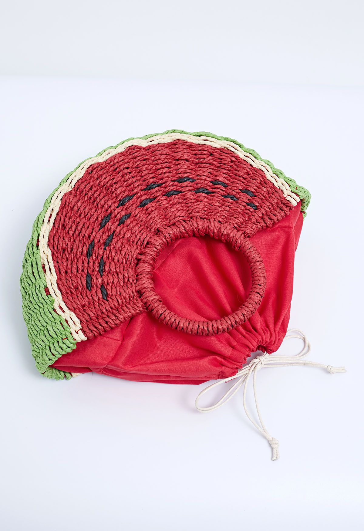 Handtasche aus gewebtem Stroh mit Wassermelonen-Motiv