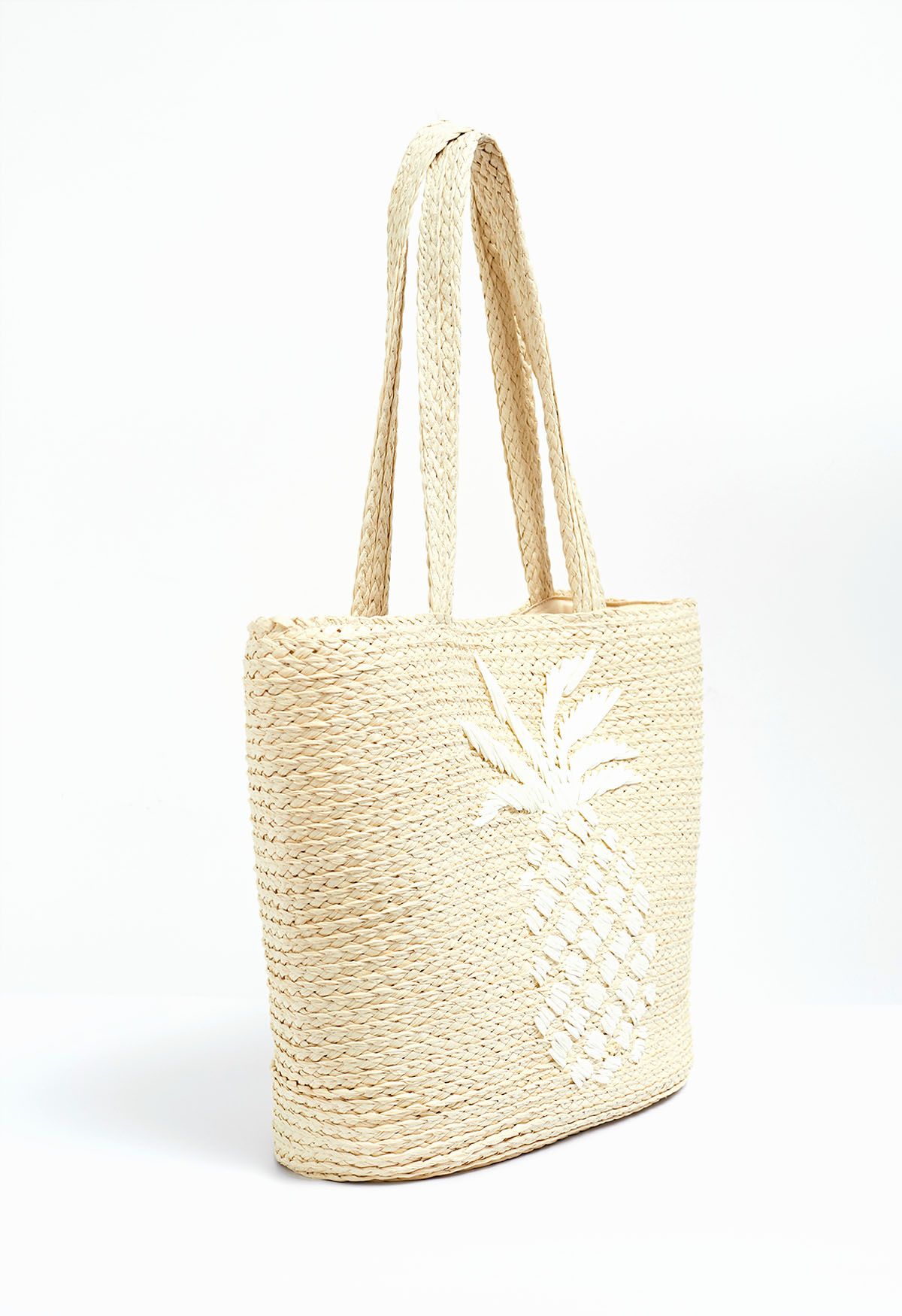 Schultertasche aus gewebtem Stroh mit Ananas-Motiv