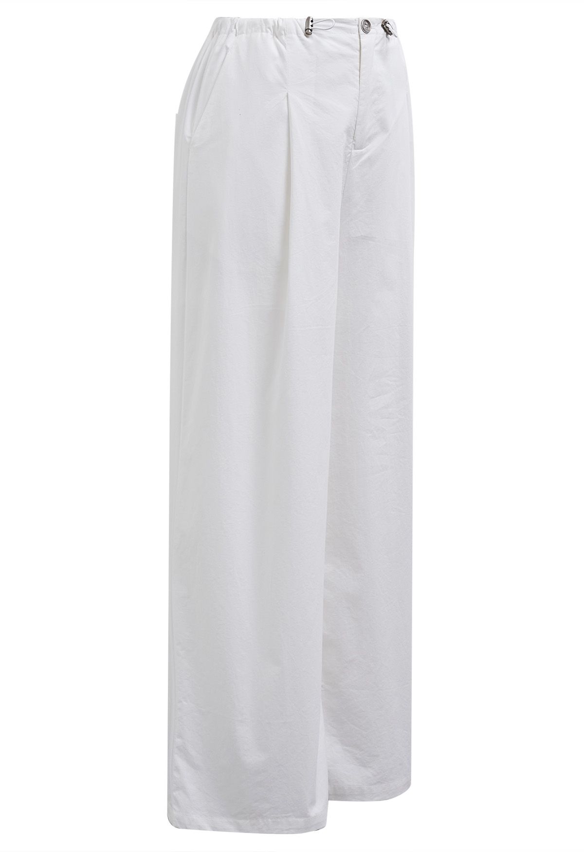 Weite Hose mit entspannter Passform und Kordelzug in der Taille in Weiß