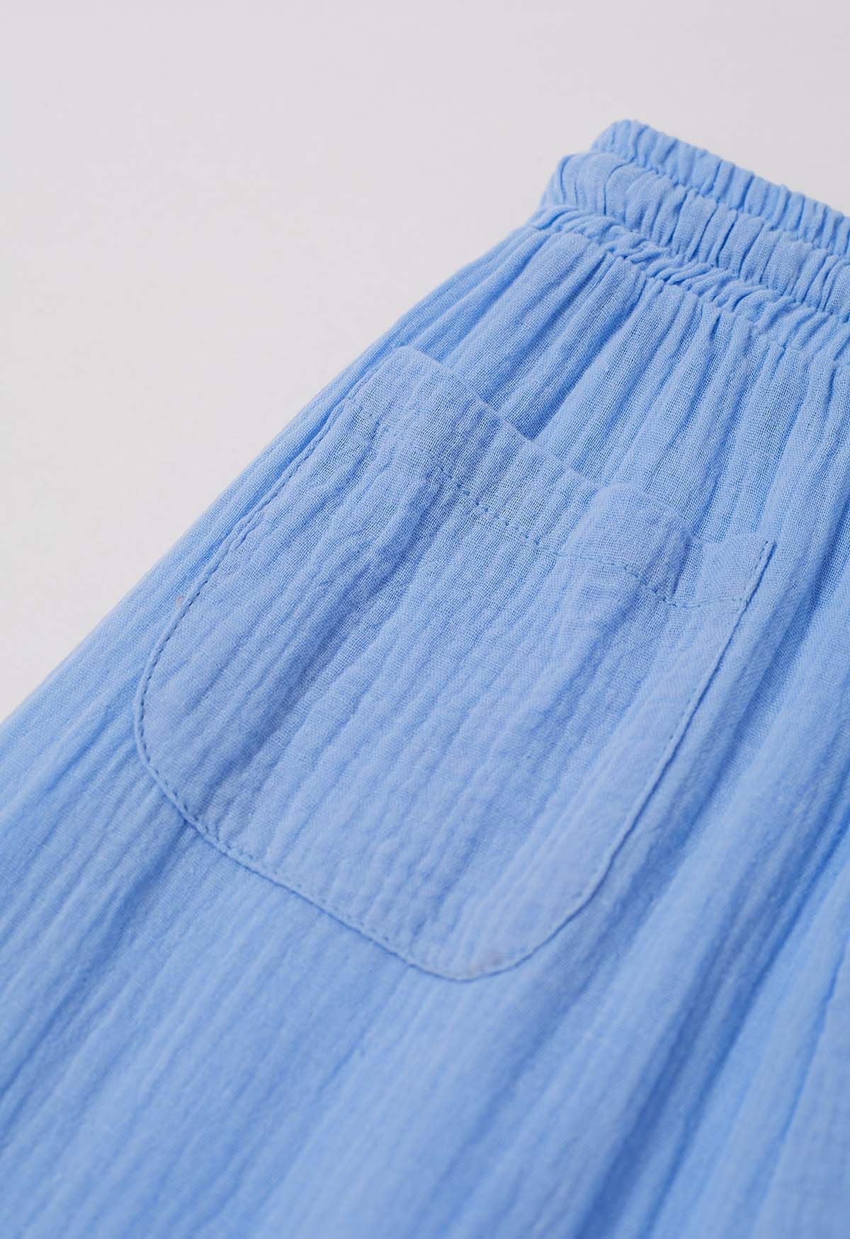 Leichte Baumwollhose mit Kordelzug in Blau