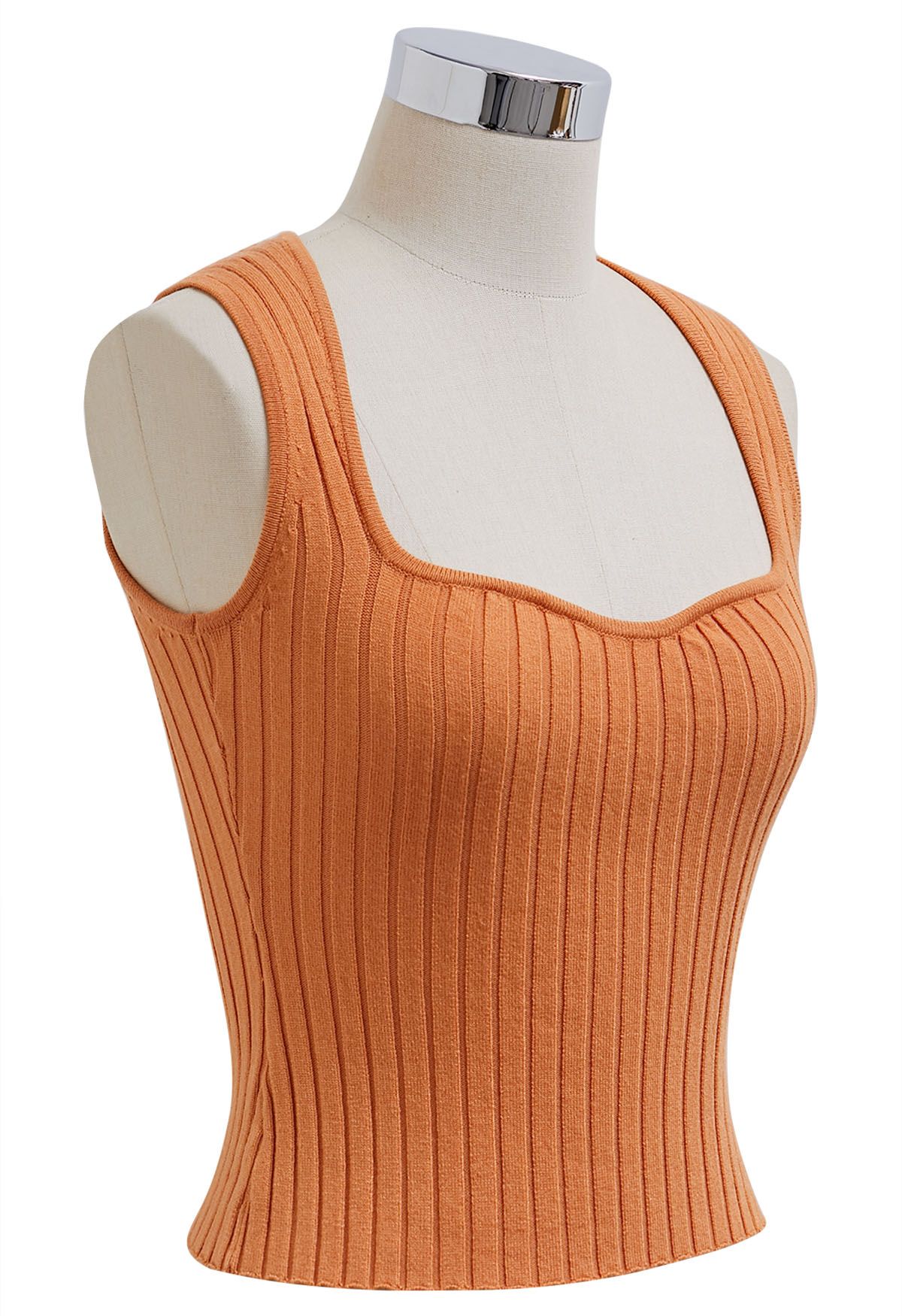 Schmeichelhaft sitzendes geripptes Tanktop in Orange