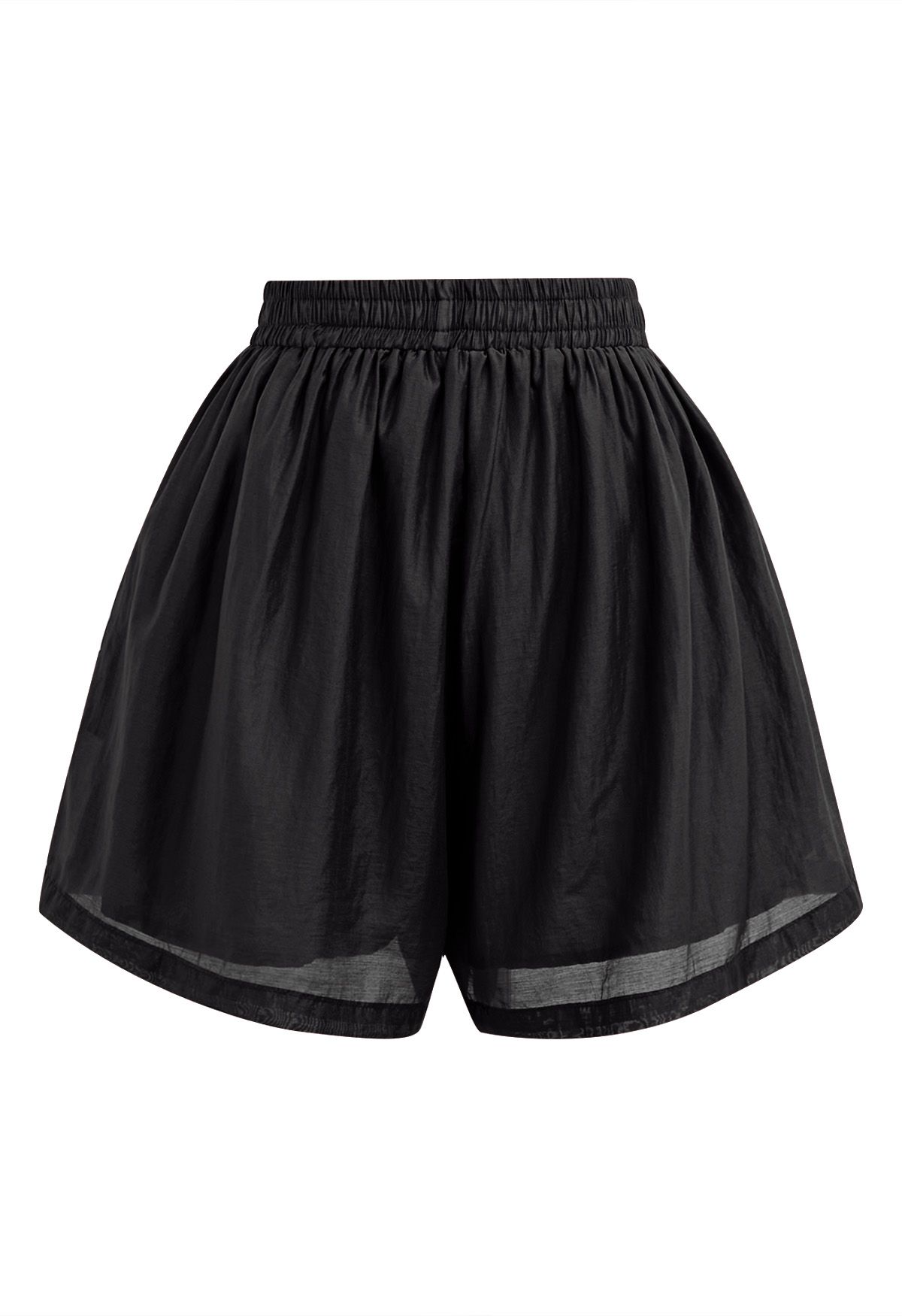 Luftiges Set aus schulterfreiem Top und Shorts in Schwarz