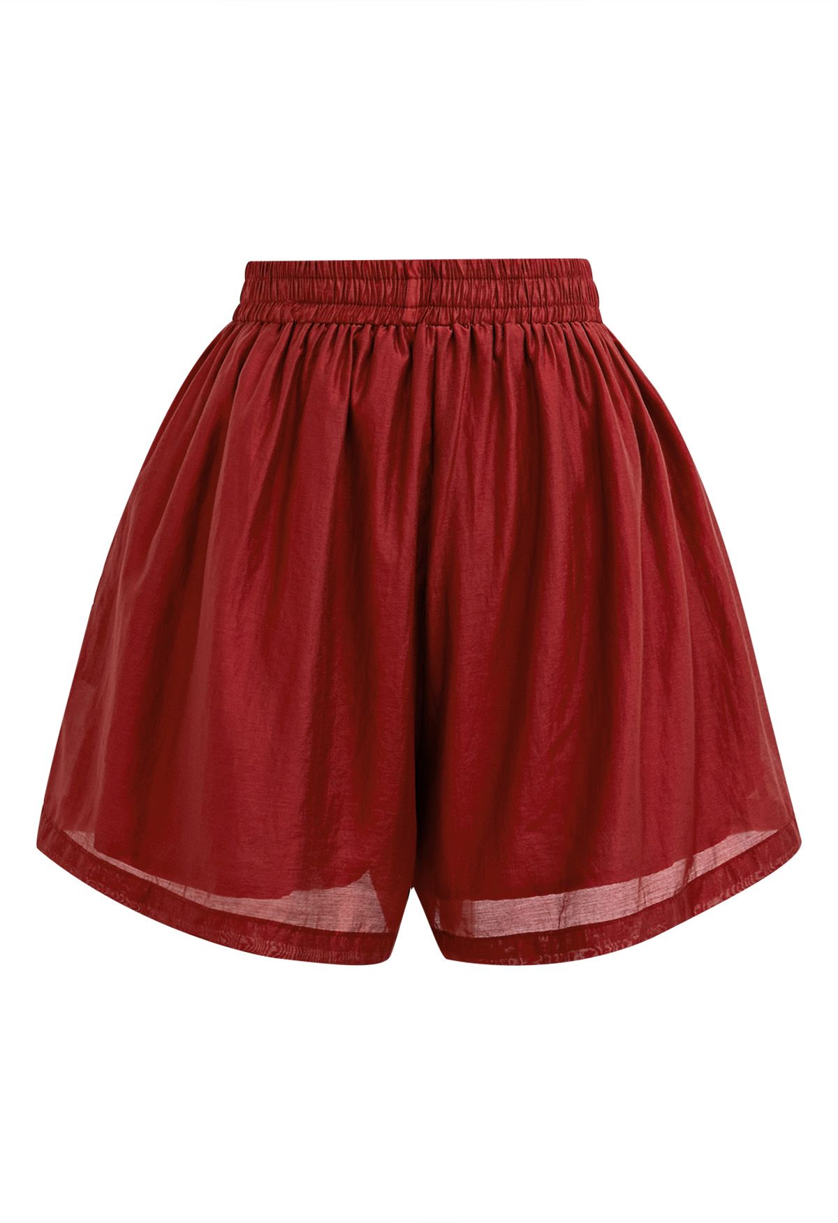 Luftiges Set aus schulterfreiem Top und Shorts in Rot