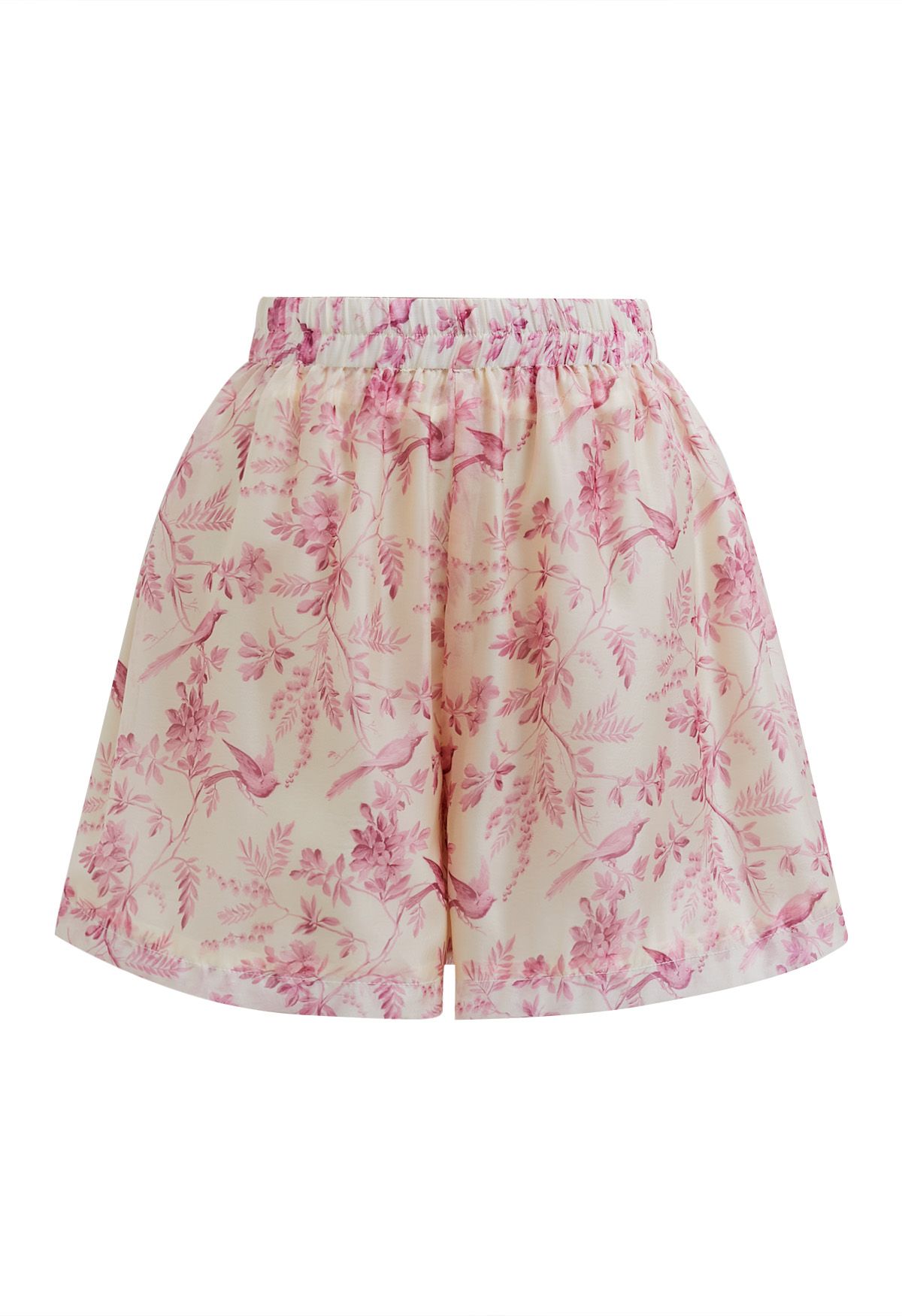 Luftiges Set aus schulterfreiem Top und Shorts mit Blumenmuster