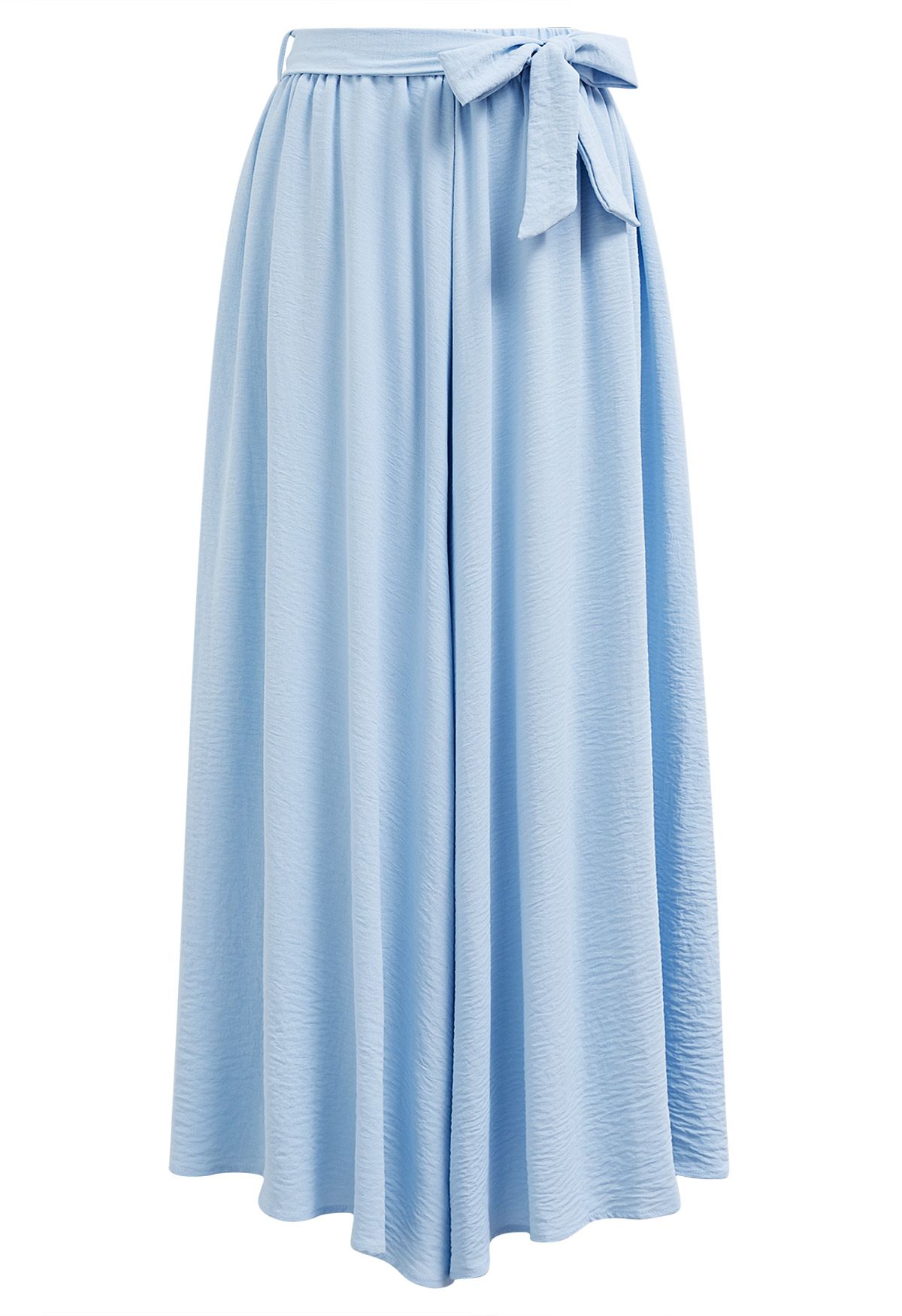 Luftige, asymmetrische Crop-Hose mit Taillenbund in Blau