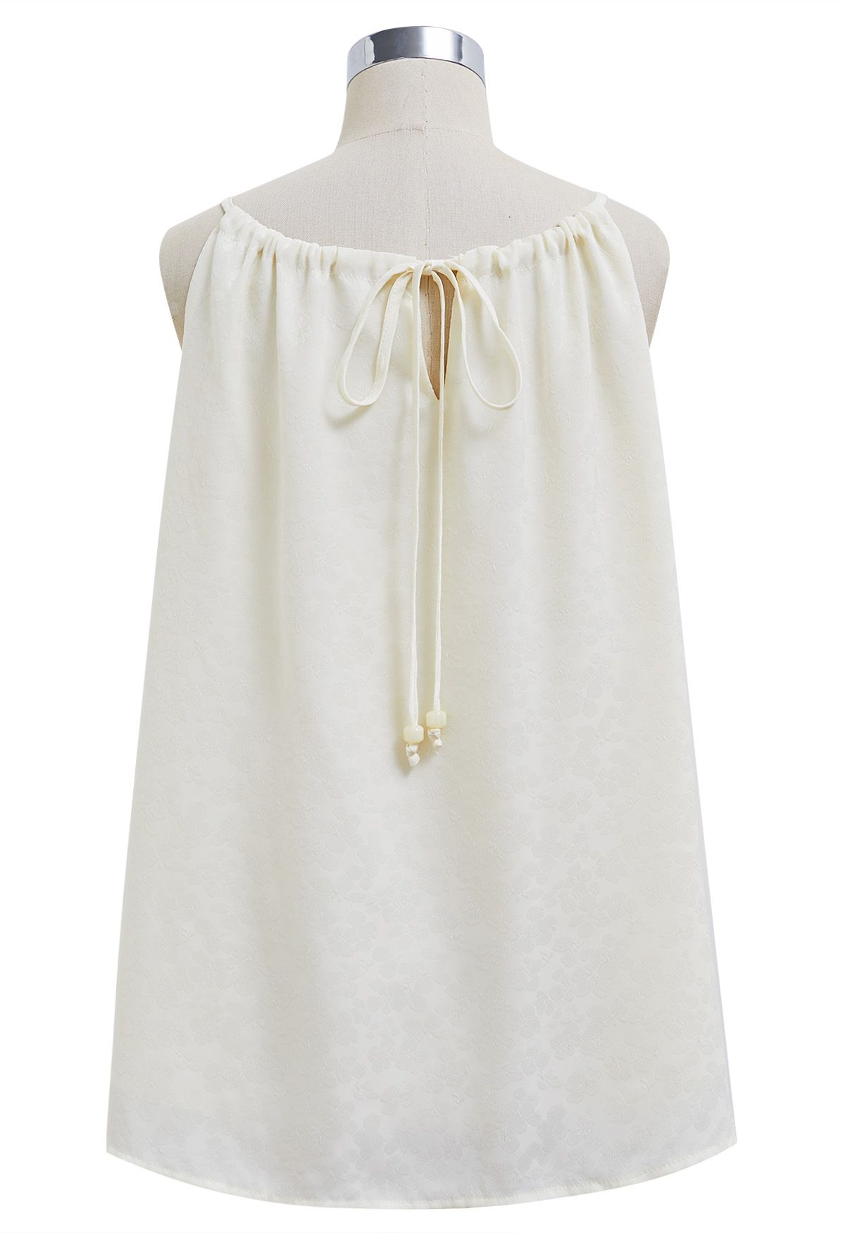 Neckholder-Top mit Blumenmuster und Jacquardmuster in Creme