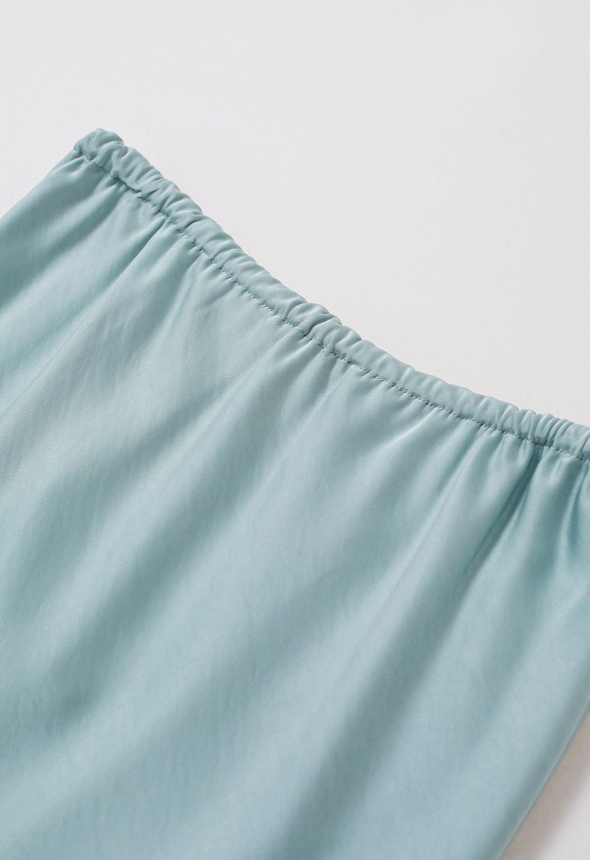 Strukturierter Maxirock aus Satin mit Kordelzug in Mint