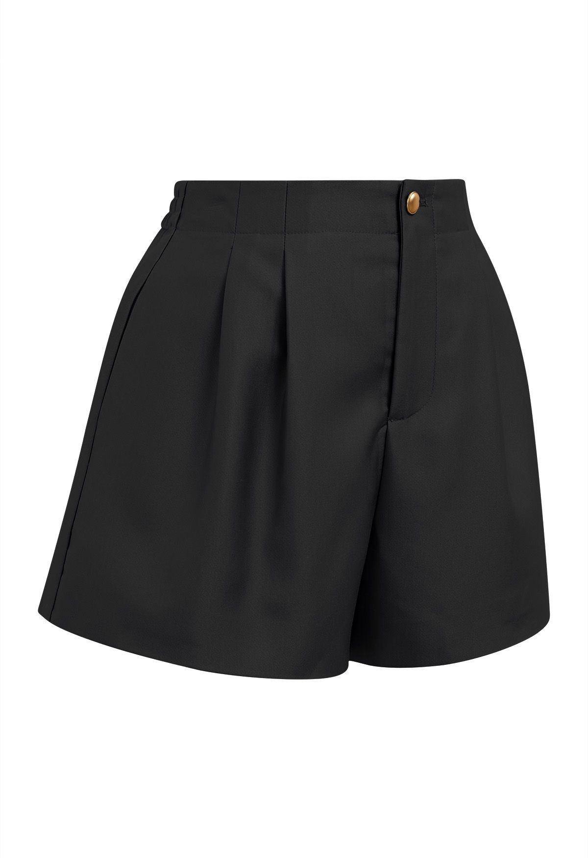 Shorts mit Seitentaschen und goldenem Knopf in Schwarz