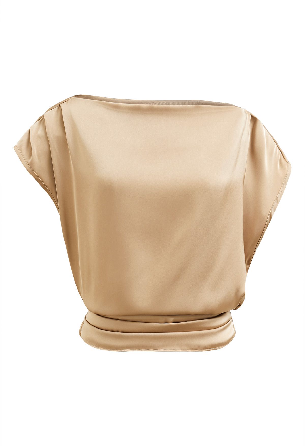 One-Shoulder-Satin-Top mit geraffter Rückseite in Gold