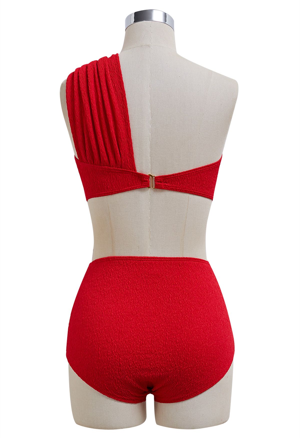 One-Shoulder-Bikini-Set mit Knotenstruktur in Rot