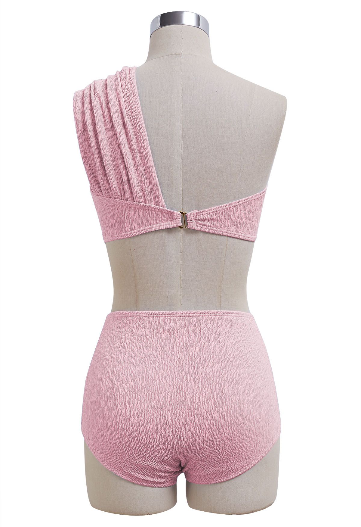 One-Shoulder-Bikini-Set mit Knotenstruktur in Rosa