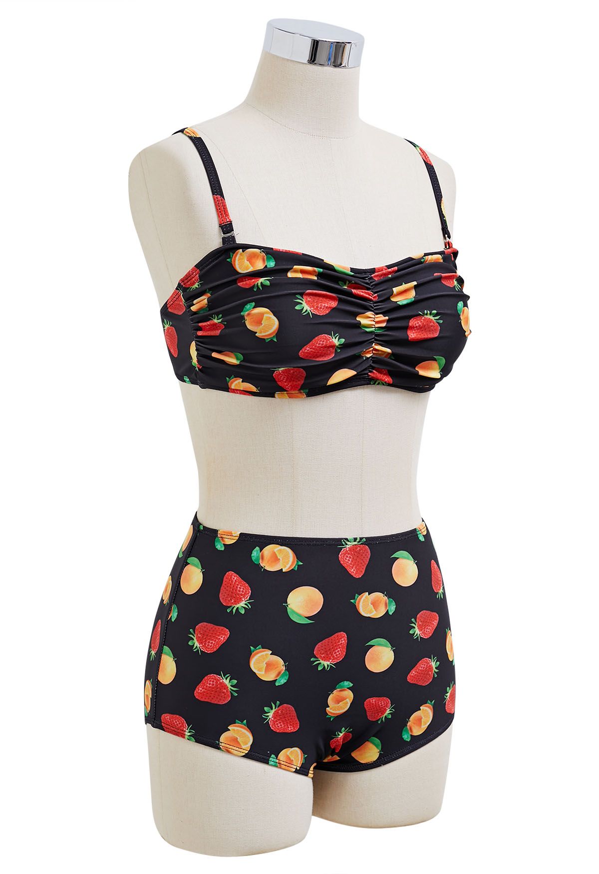 Bikini-Set mit Frucht-Print in Schwarz