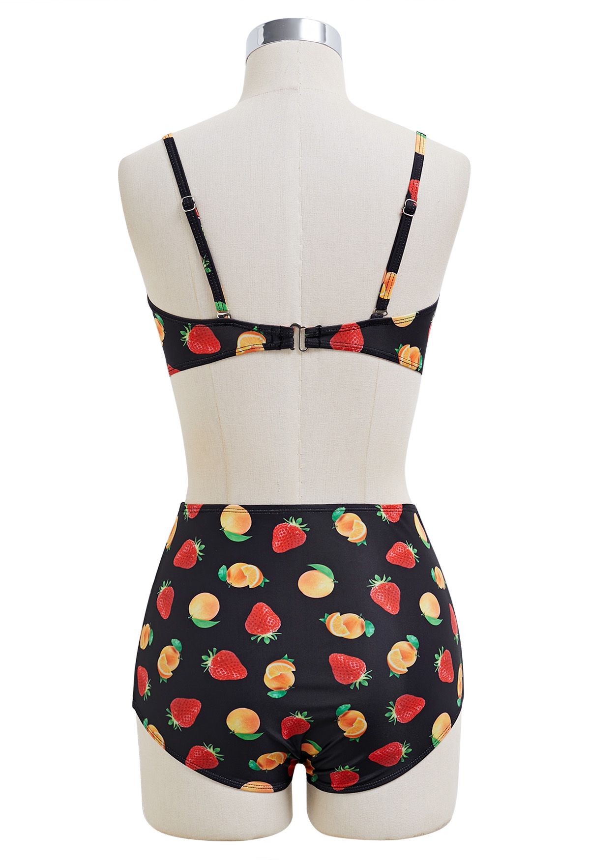 Bikini-Set mit Frucht-Print in Schwarz