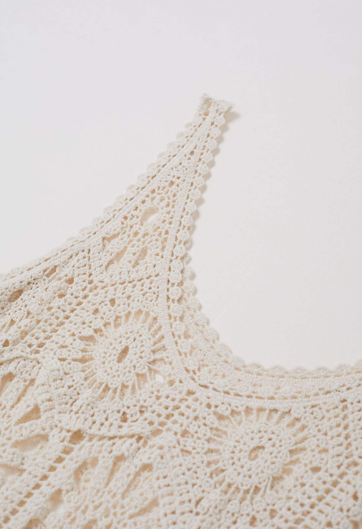 Bohemian Cutwork Häkel-Überwurfkleid in Creme