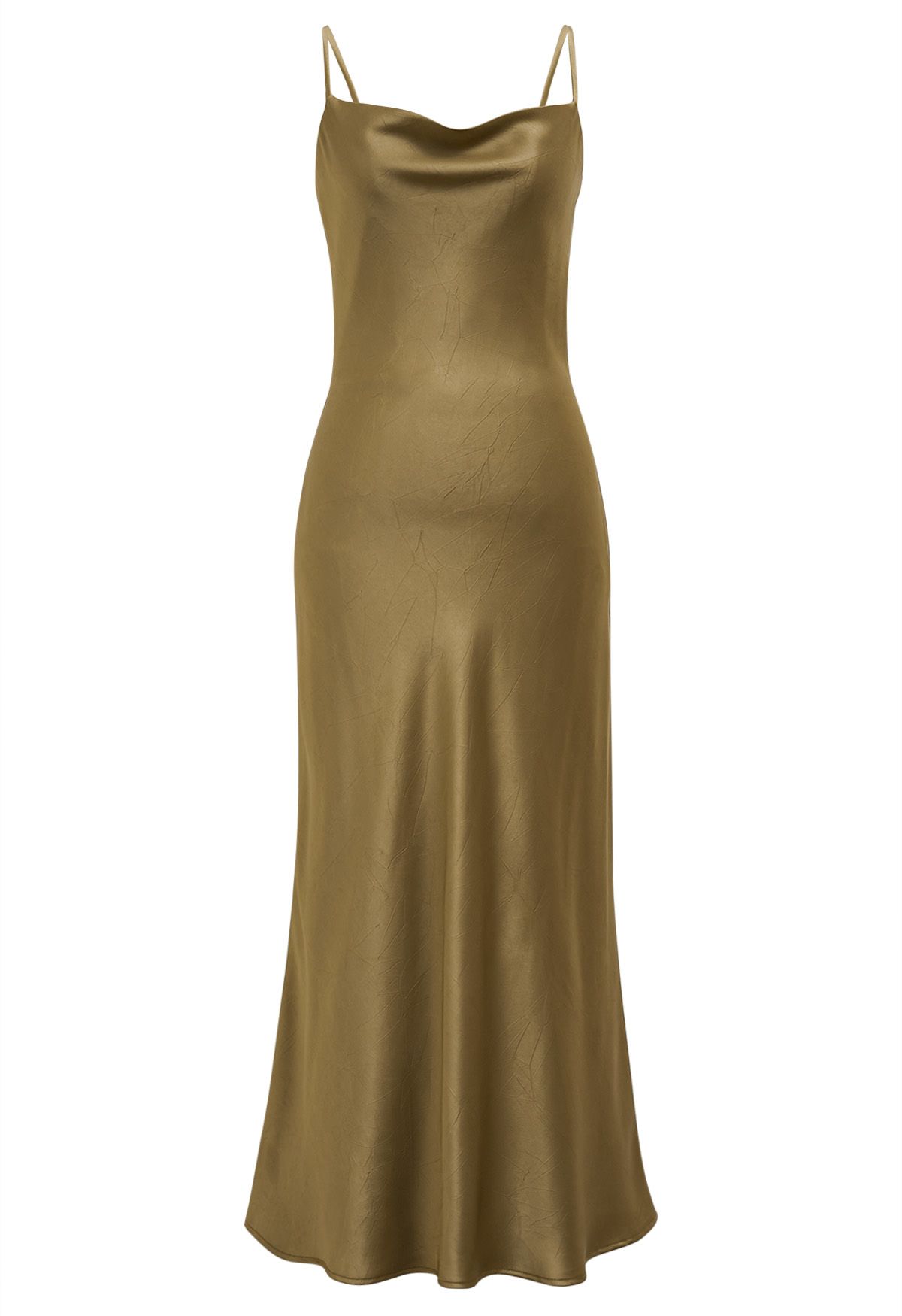 Rückenfreies Satin-Camisole-Kleid mit Kordelzug und Bindeband in Gold