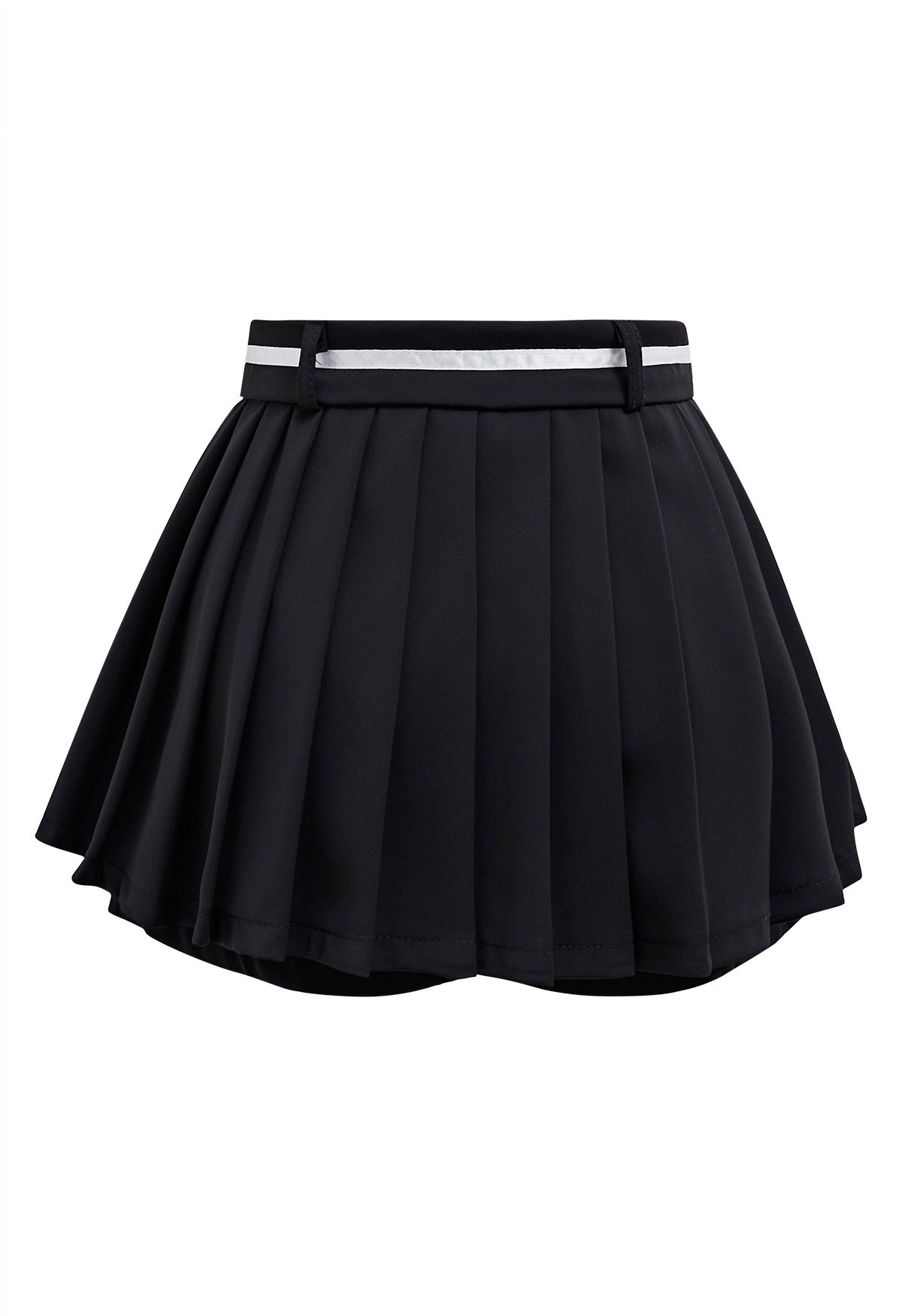 Plissierter Mini-Skort mit Schleife in Schwarz